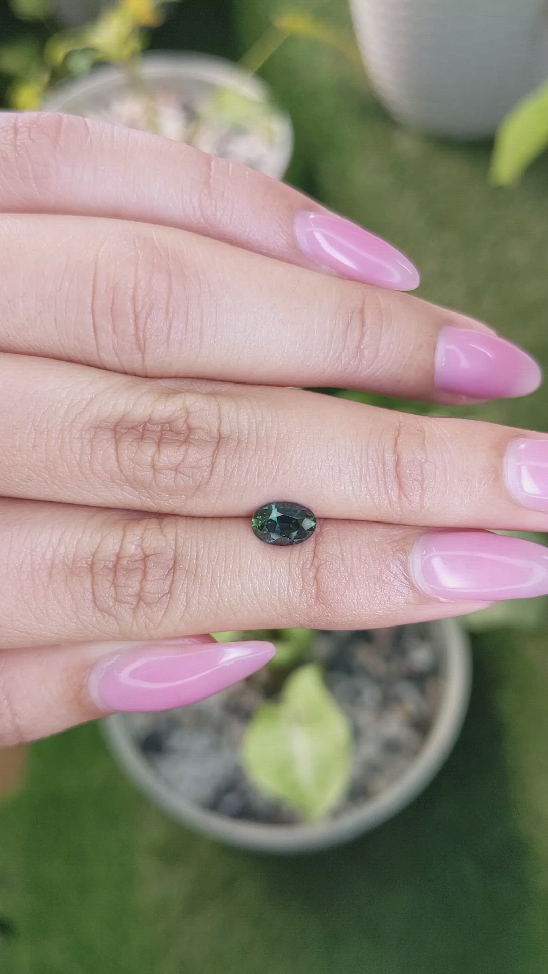 1.04 Ct. Bluish Green Sapphire from Ceylon (Sri Lanka) Size Video