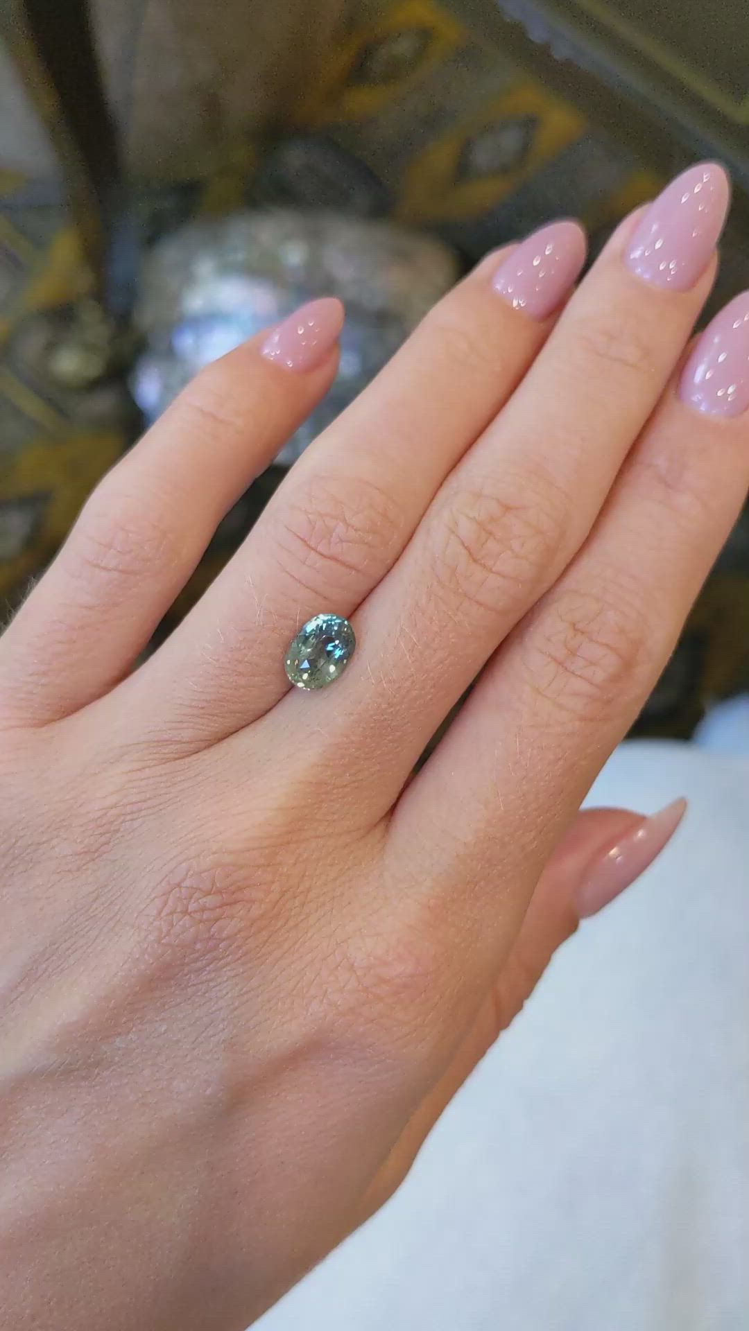 2.07 Ct. Bluish Green Sapphire from Ceylon (Sri Lanka) Size Video