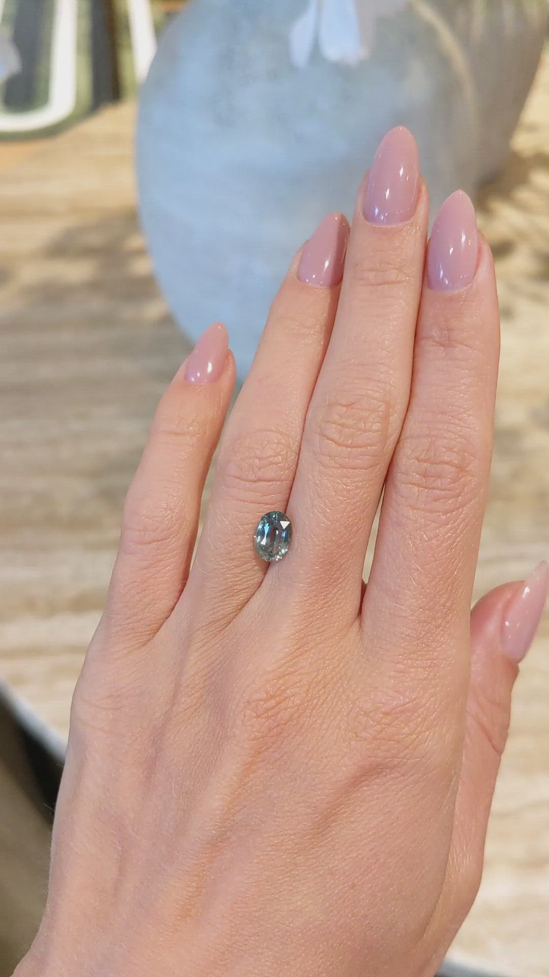 2.07 Ct. Bluish Green Sapphire from Ceylon (Sri Lanka) Size Video