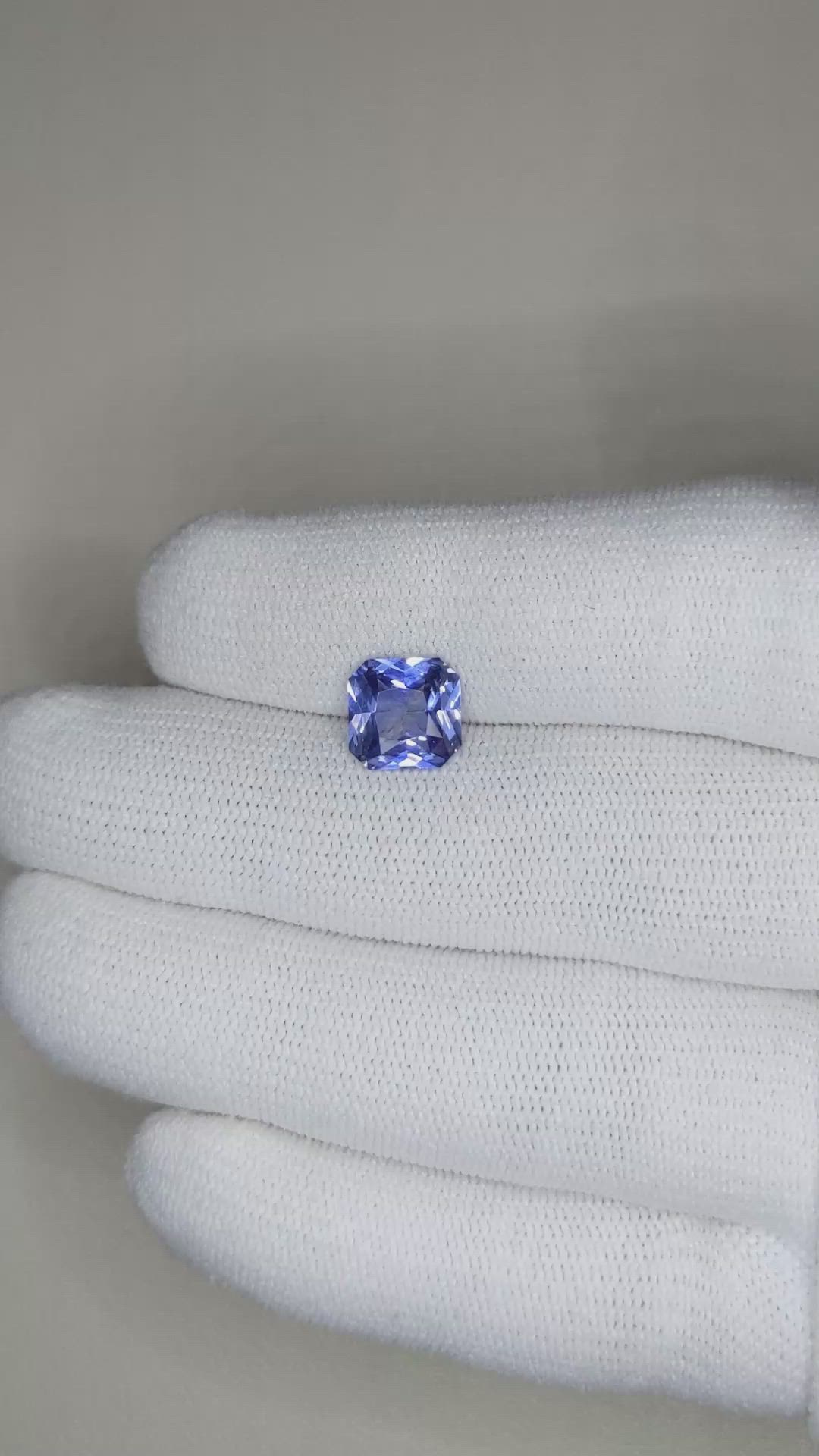 2.40 Ct. Purplish Blue Sapphire from Ceylon (Sri Lanka) Size Video