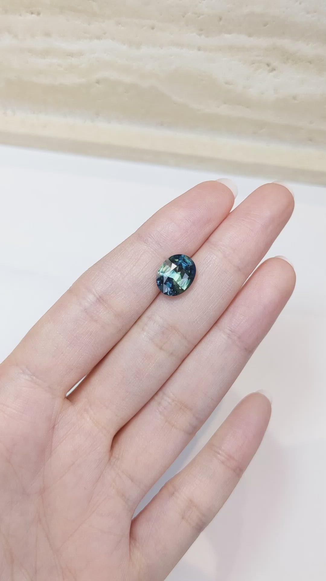 5.03 Ct. Bluish Green Sapphire from Madagascar Size Video