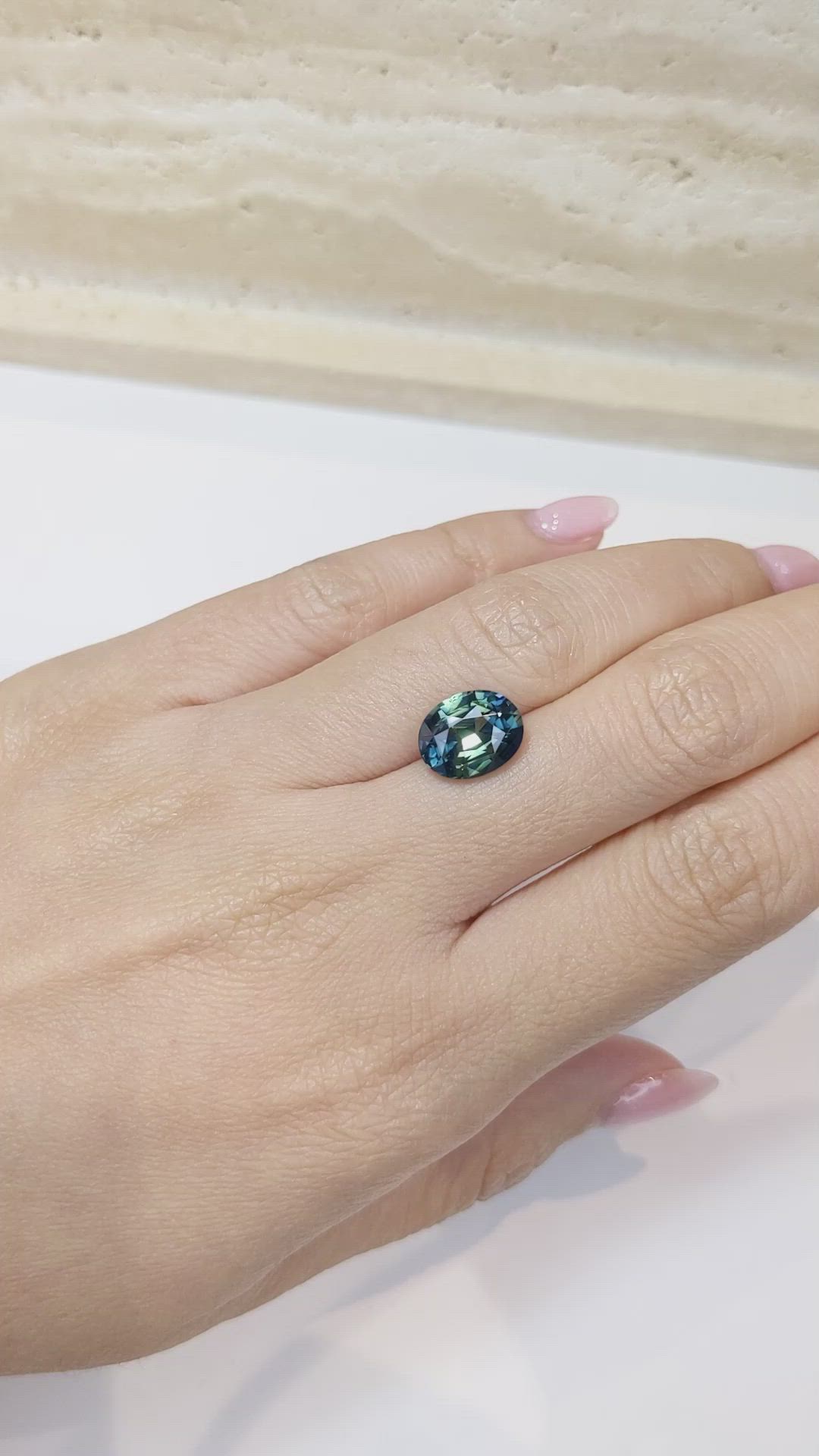5.03 Ct. Bluish Green Sapphire from Madagascar Size Video