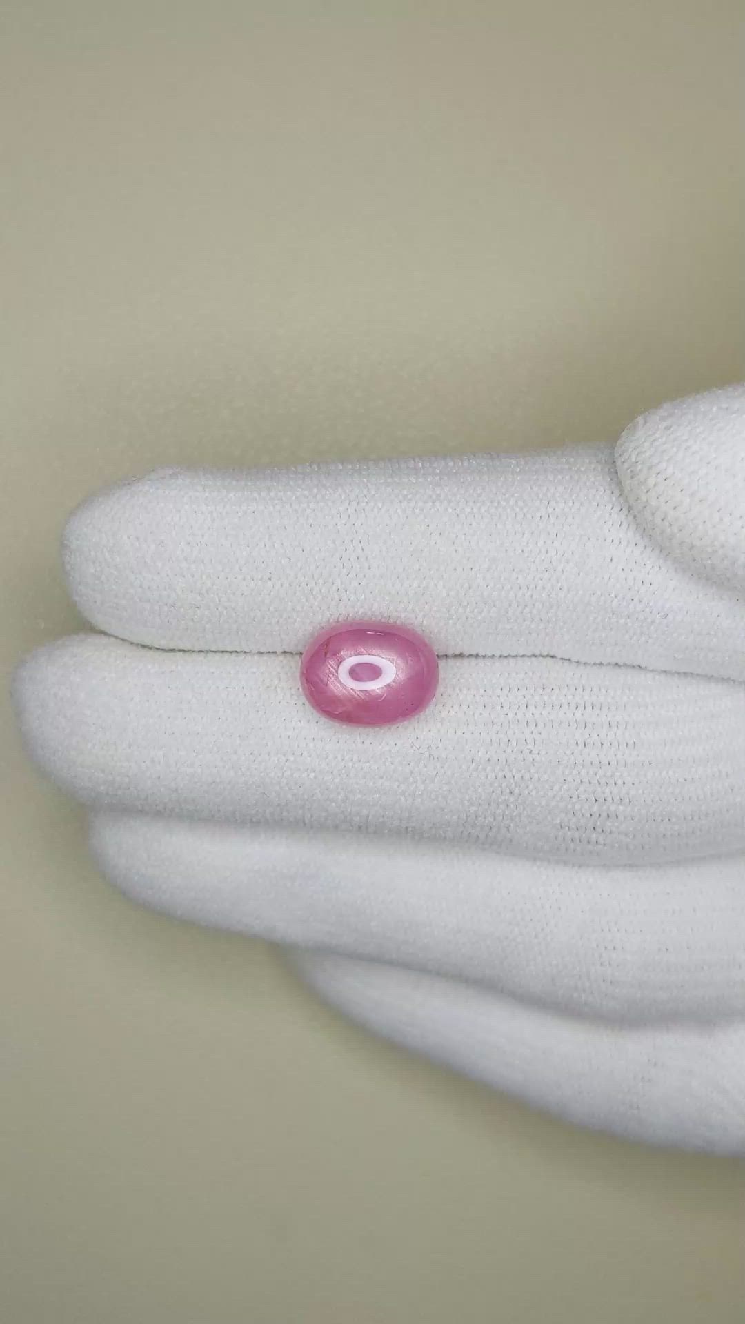 4.75 Ct. Pink Star Sapphire from Ceylon (Sri Lanka) Size Video
