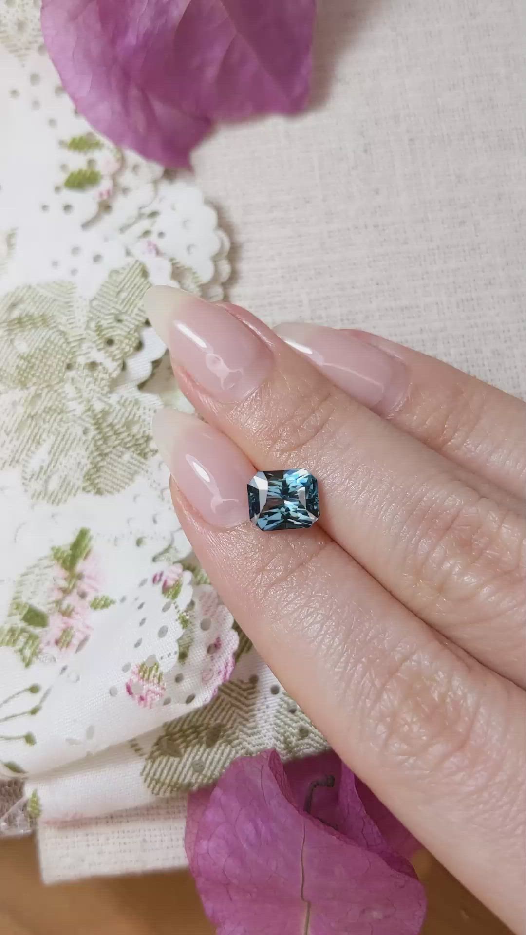 2.56 Ct. Greenish Blue Sapphire from Ceylon (Sri Lanka) Size Video