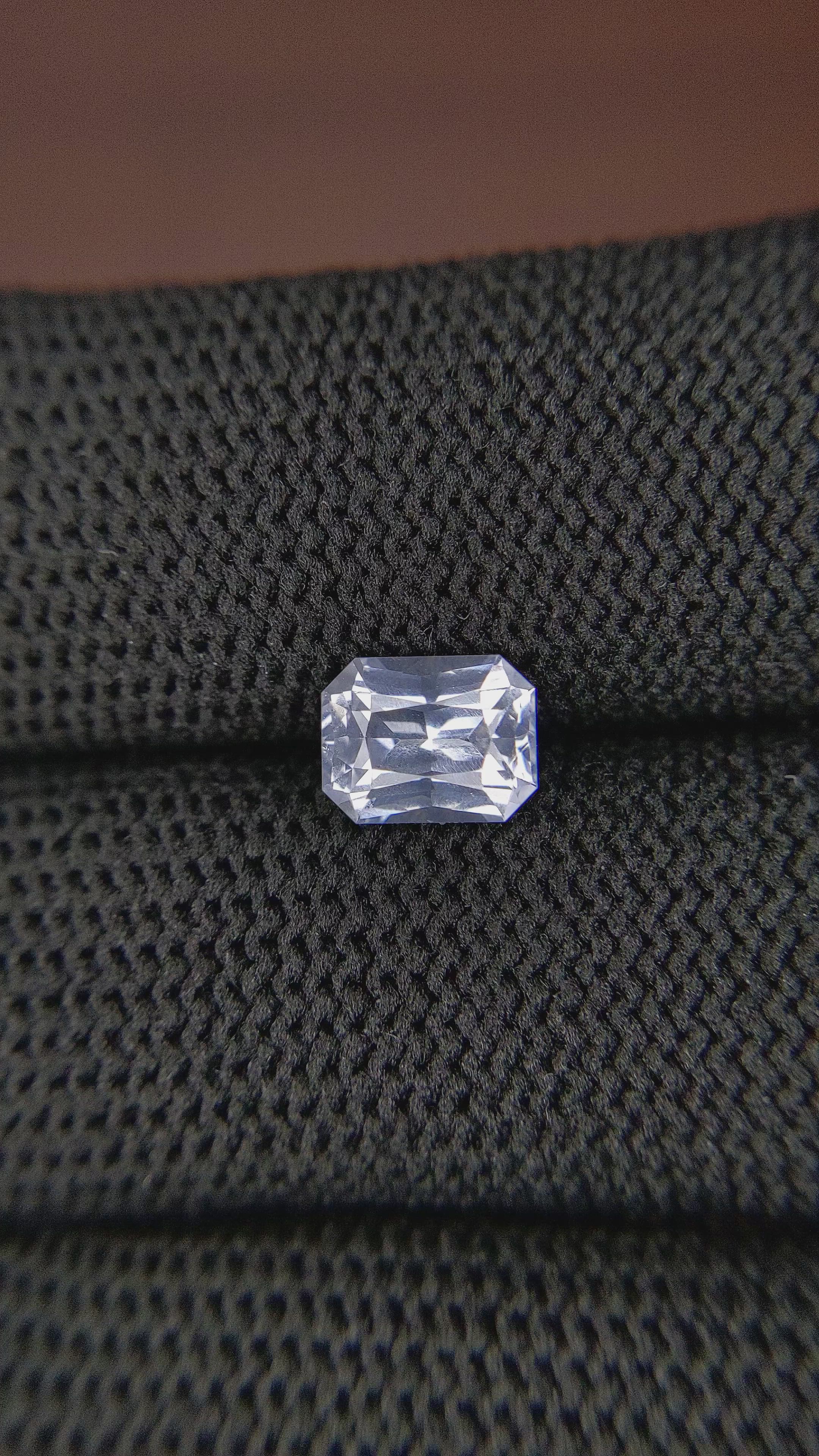 1.75 Ct. White Sapphire from Ceylon (Sri Lanka) Size Video