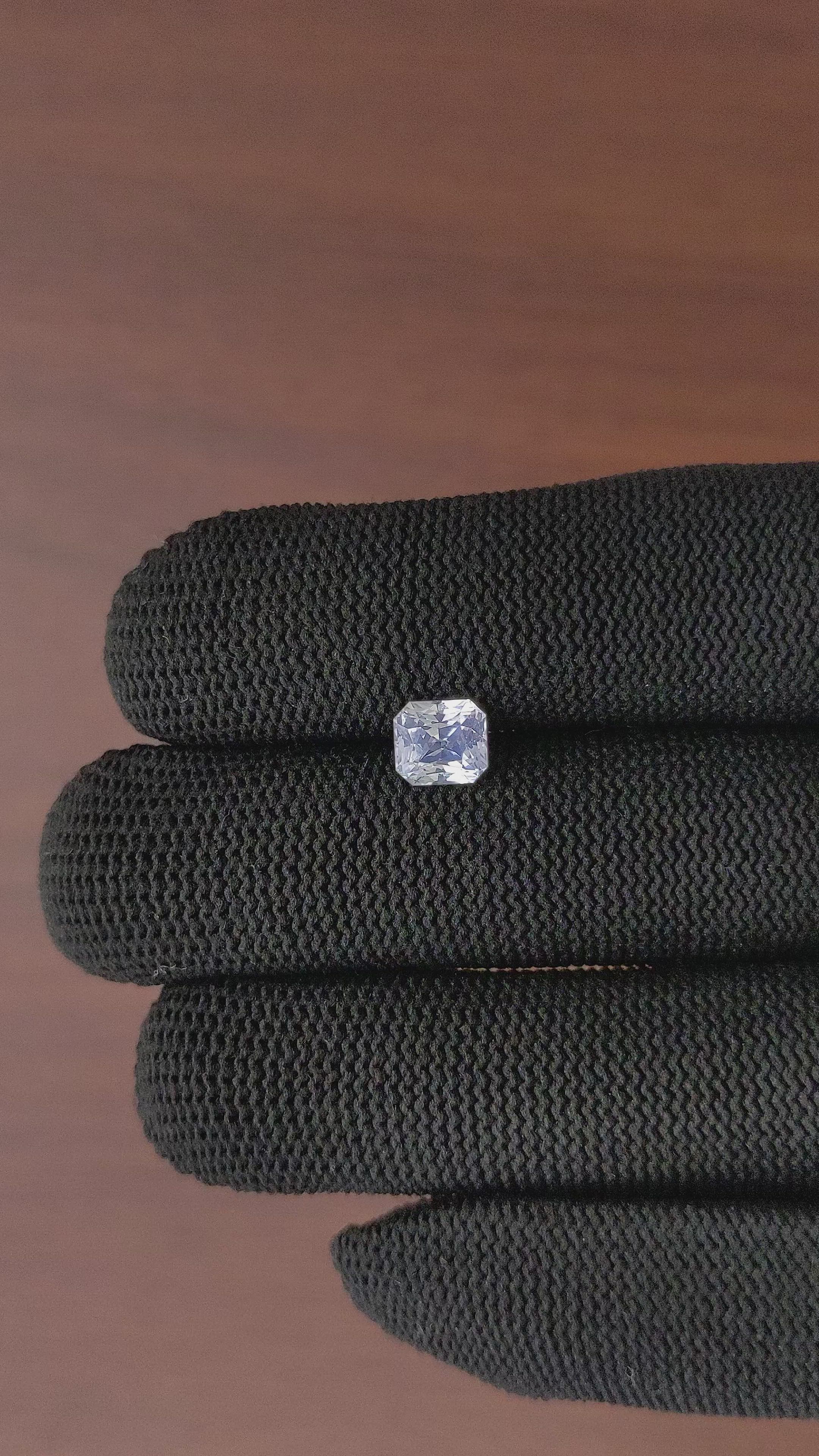 1.62 Ct. White Sapphire from Ceylon (Sri Lanka) Size Video