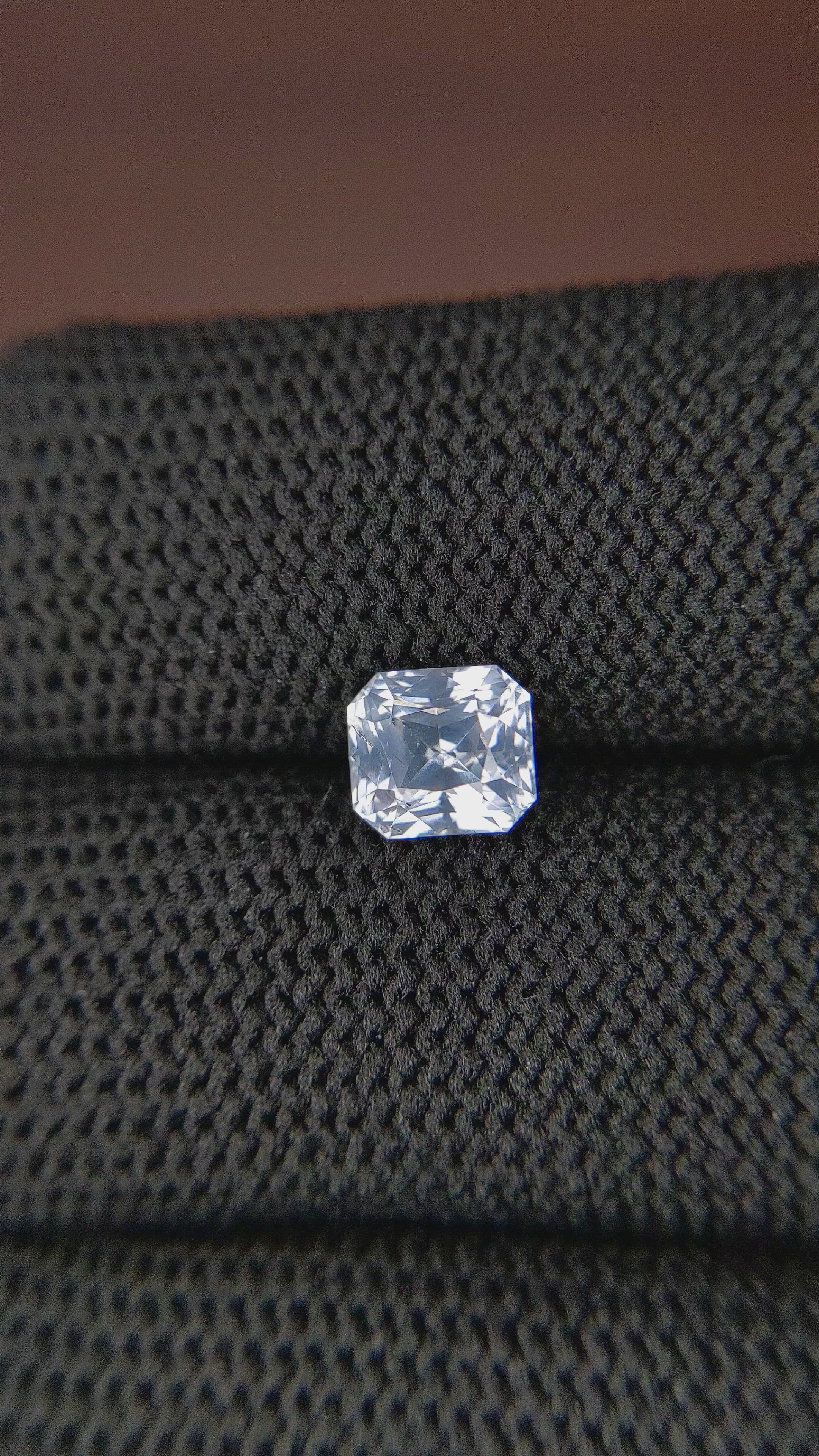 1.62 Ct. White Sapphire from Ceylon (Sri Lanka) Size Video