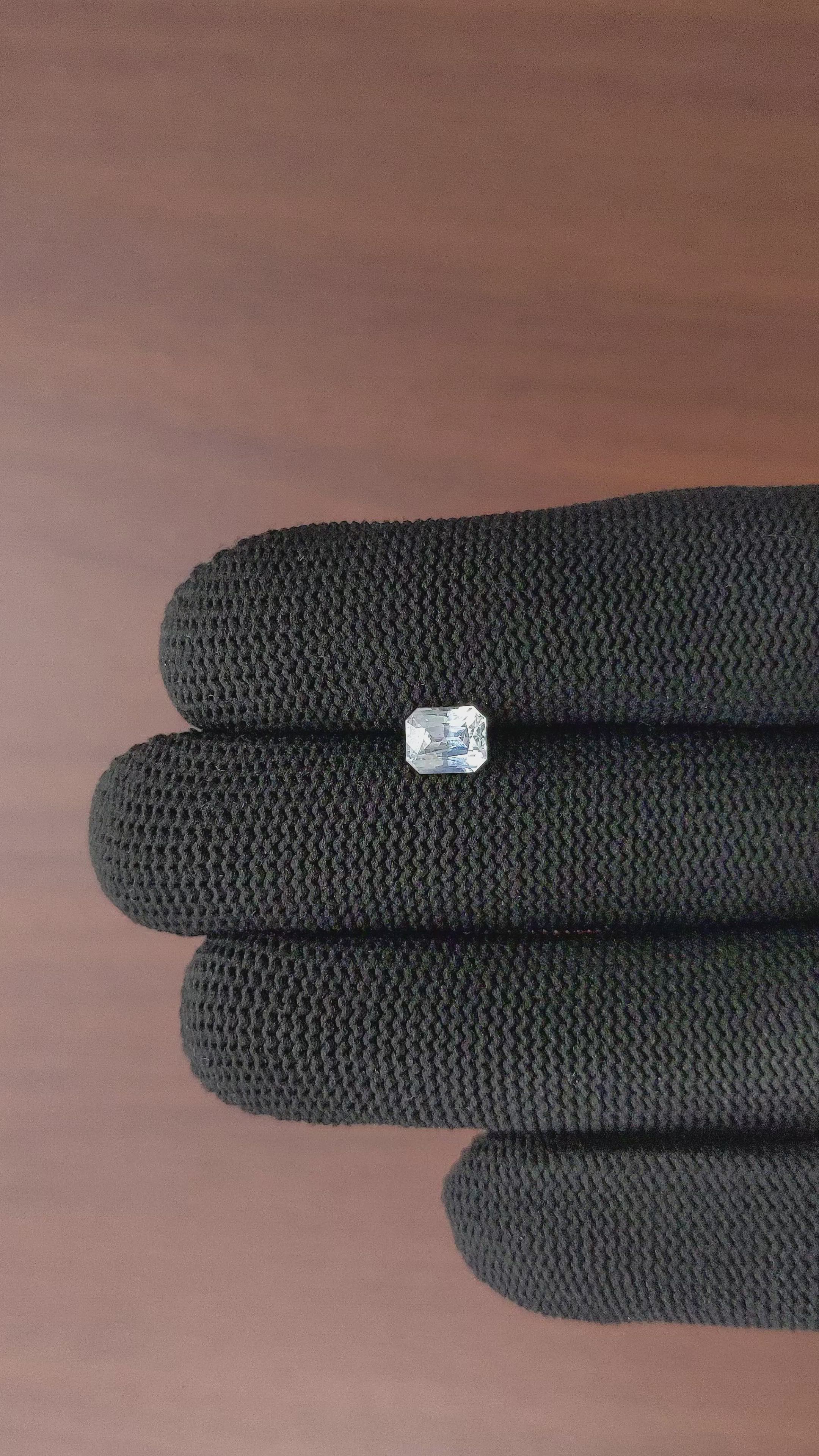 1.36 Ct. White Sapphire from Ceylon (Sri Lanka) Size Video