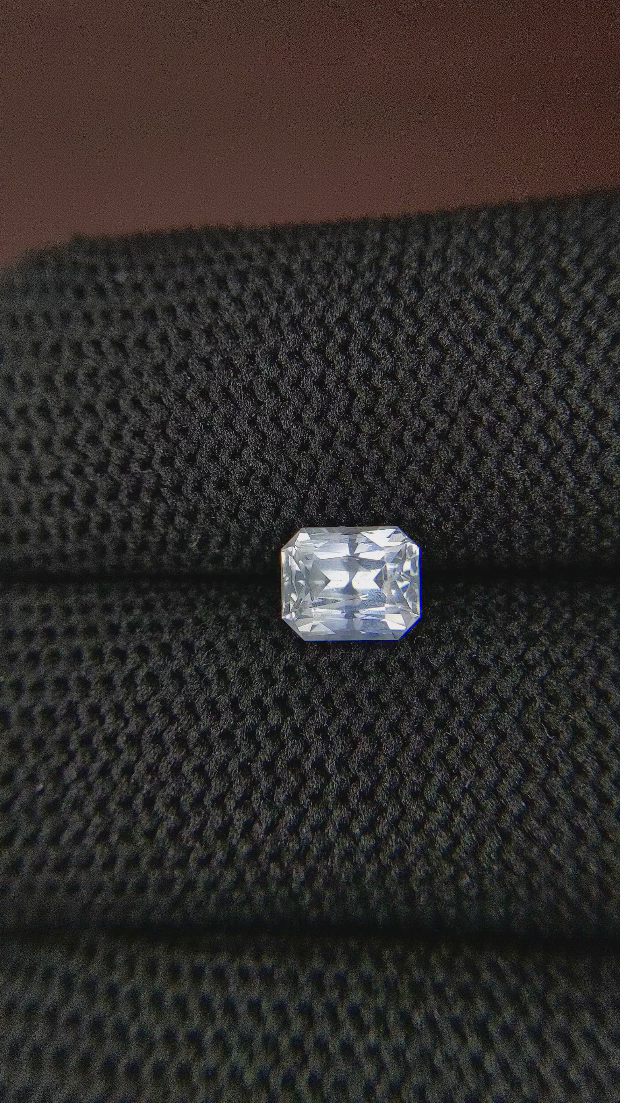 1.36 Ct. White Sapphire from Ceylon (Sri Lanka) Size Video