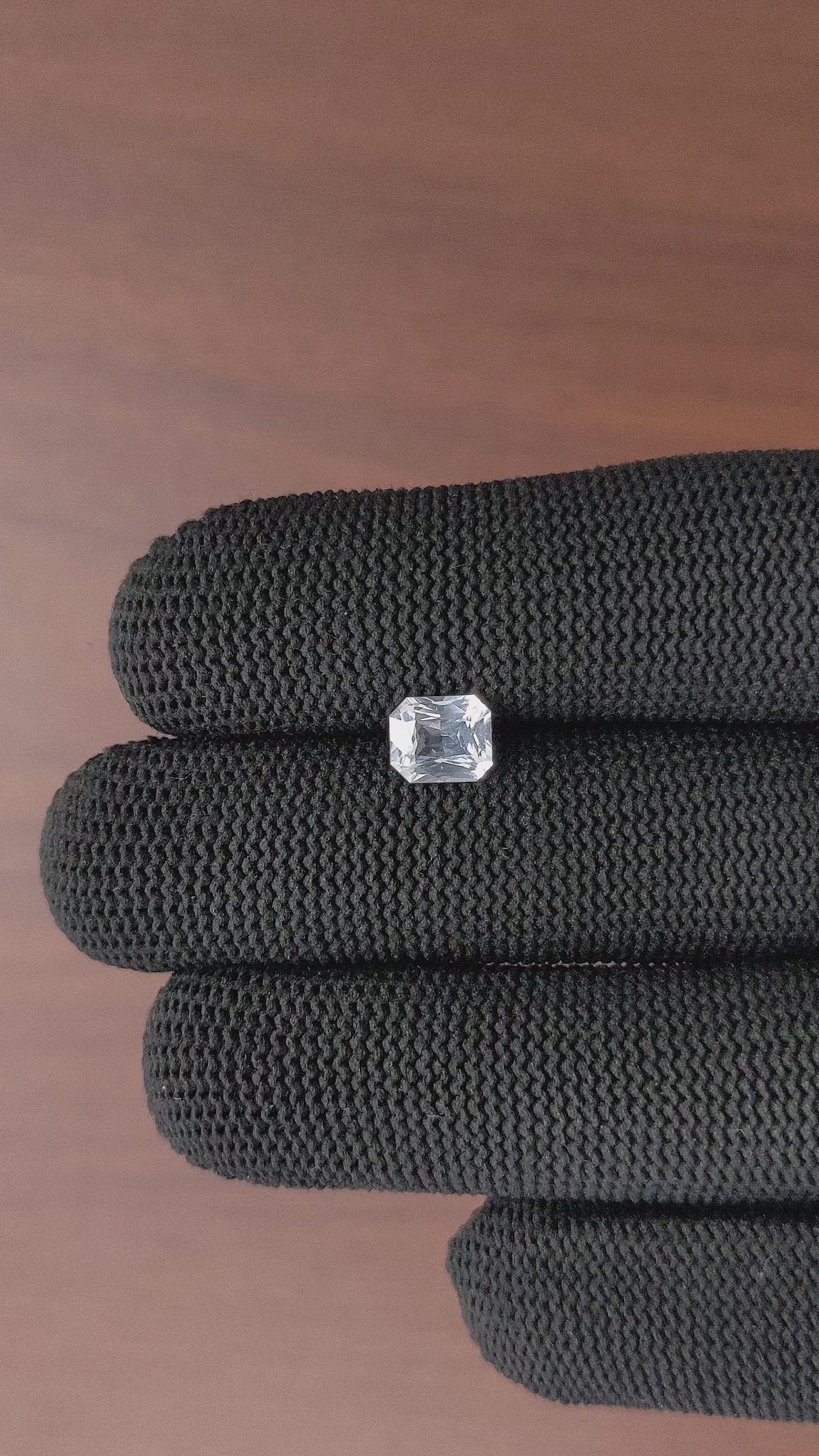 1.35 Ct. White Sapphire from Ceylon (Sri Lanka) Size Video
