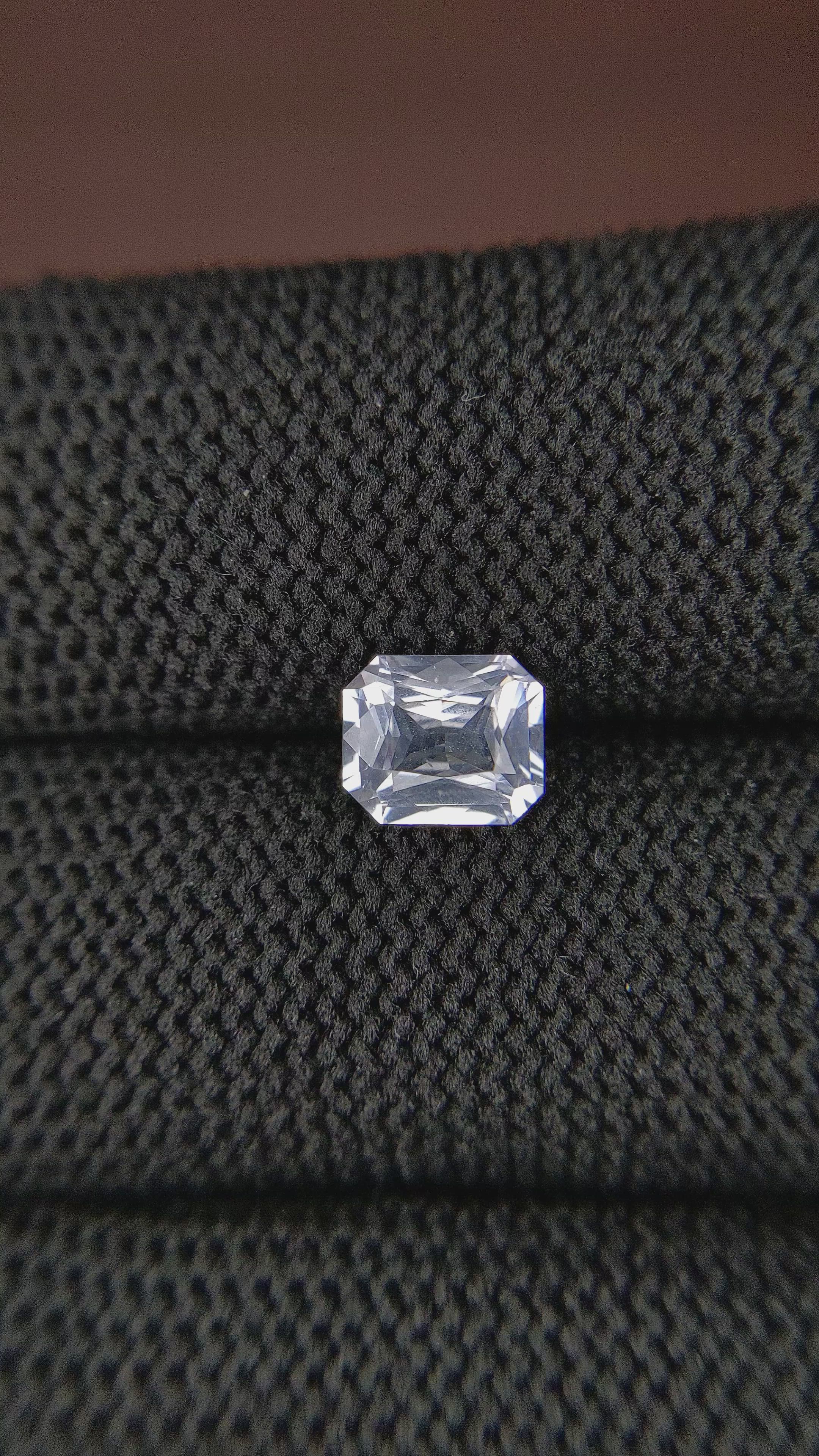 1.35 Ct. White Sapphire from Ceylon (Sri Lanka) Size Video
