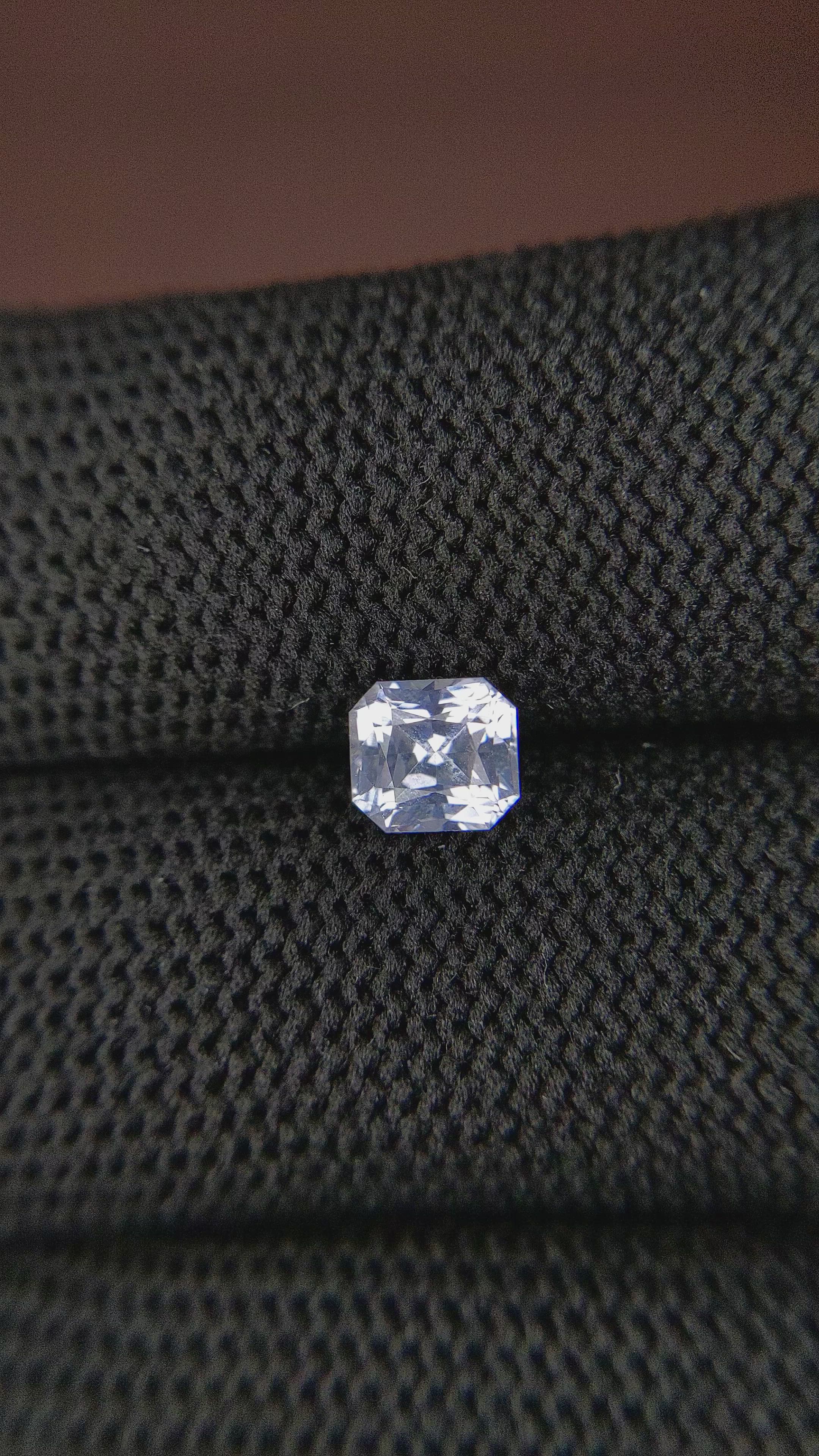 1.12 Ct. White Sapphire from Ceylon (Sri Lanka) Size Video