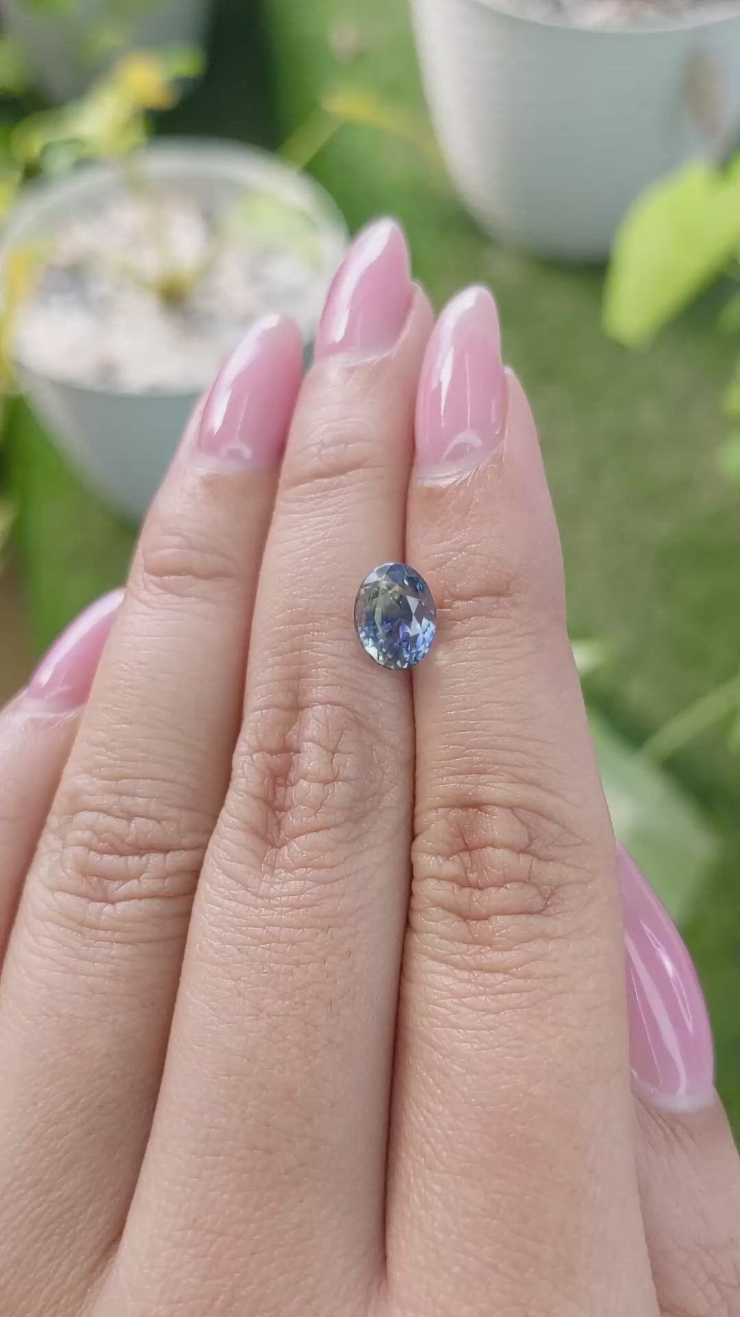 2.45 Ct. Bi Color Sapphire from Ceylon (Sri Lanka) Size Video