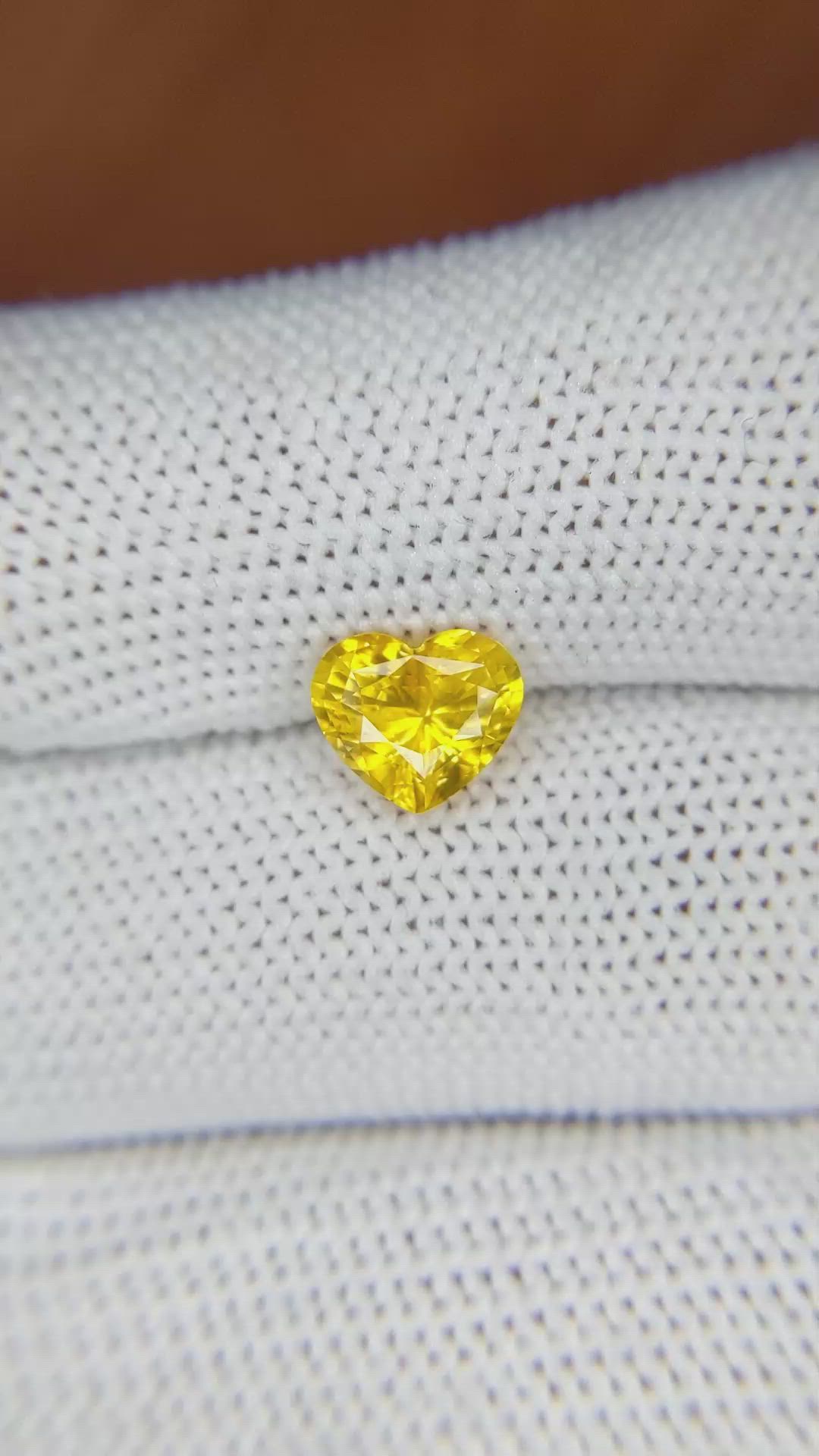 1.60 Ct. Orangish Yellow Sapphire from Ceylon (Sri Lanka) Size Video