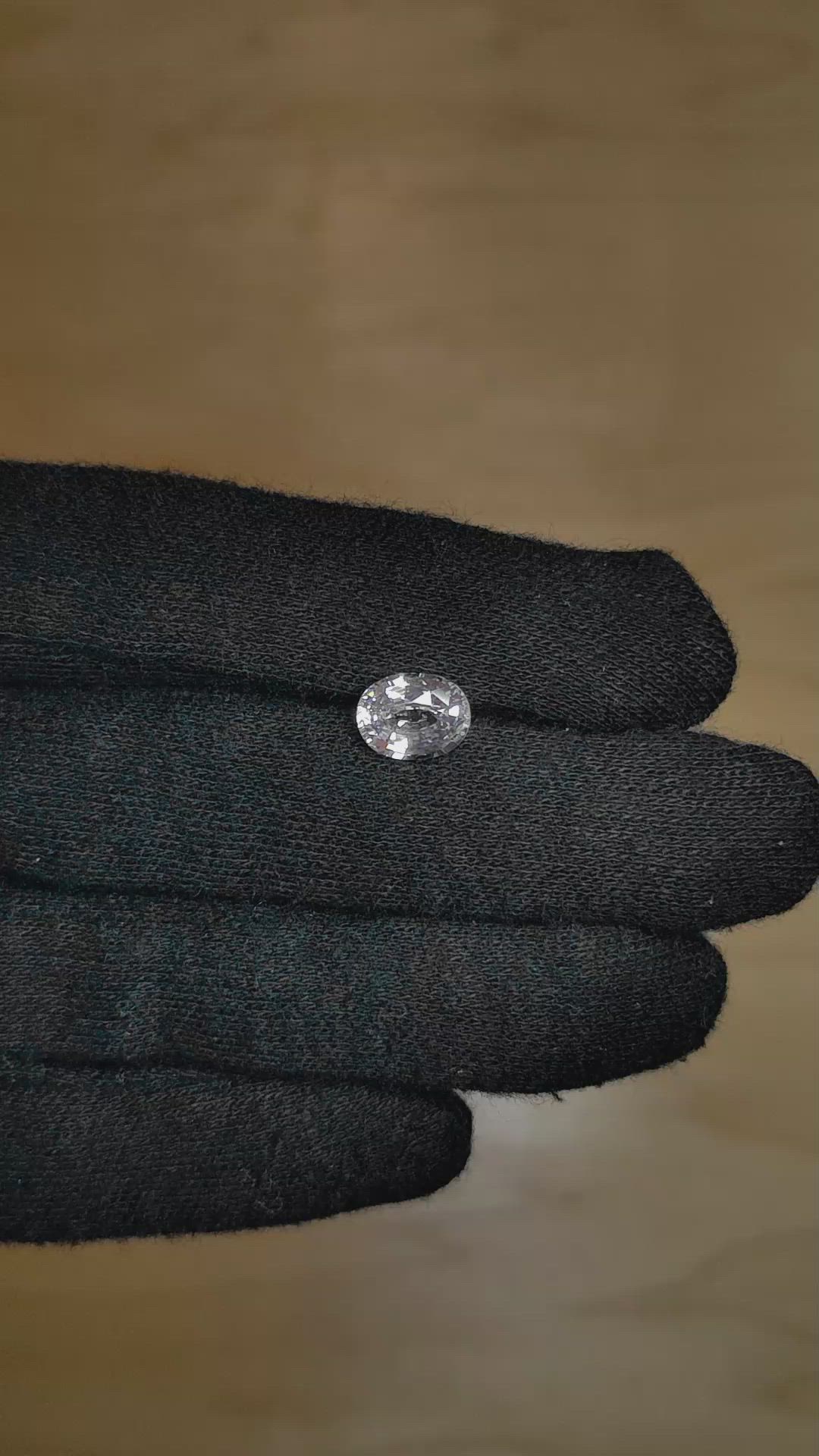 2.12 Ct. White Sapphire from Ceylon (Sri Lanka) Size Video