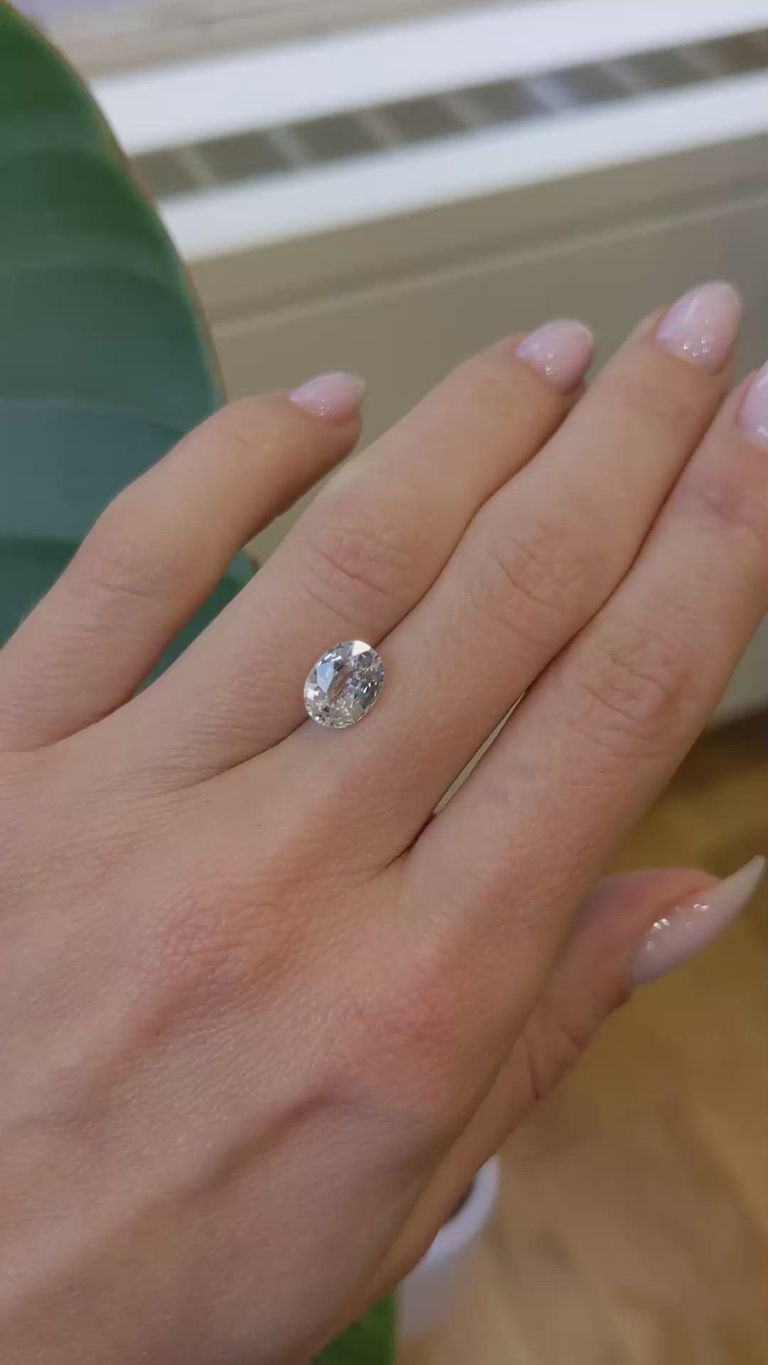 2.12 Ct. White Sapphire from Ceylon (Sri Lanka) Size Video