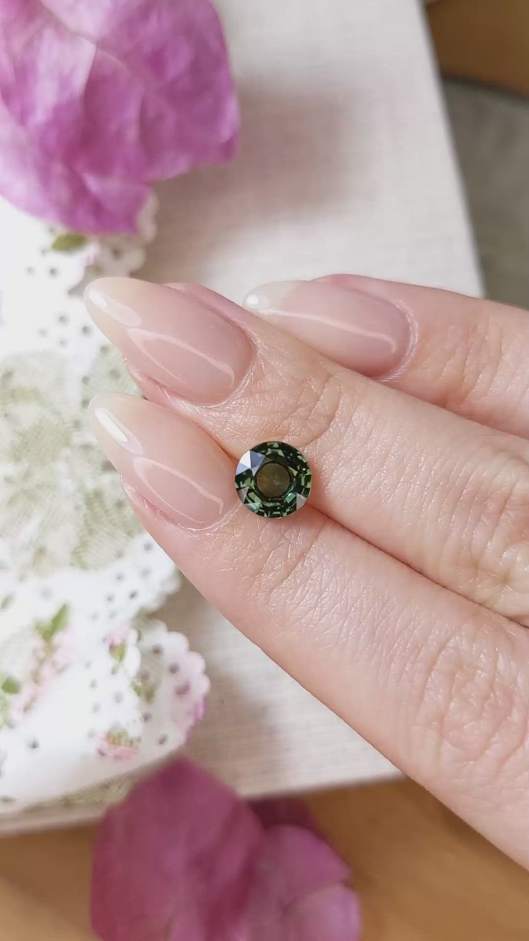 2.01 Ct. Bluish Green Sapphire from Ceylon (Sri Lanka) Size Video