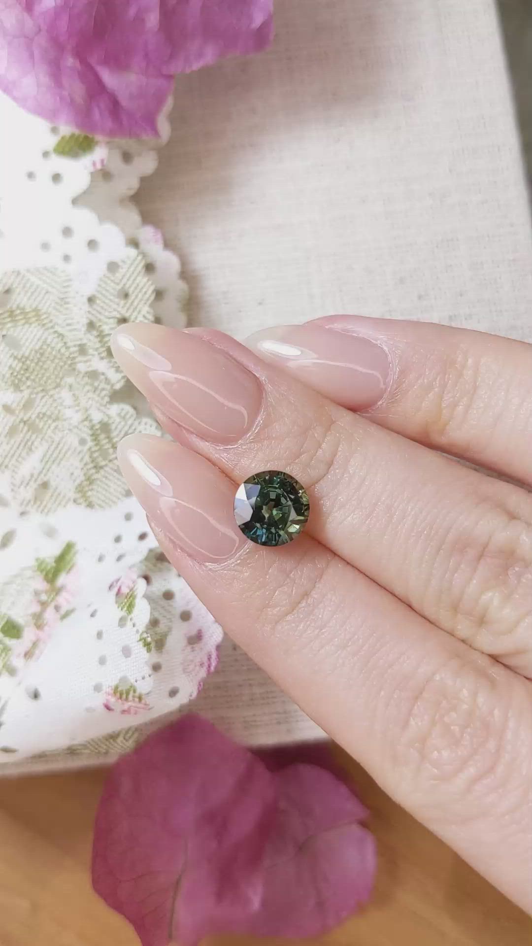 3.07 Ct. Bluish Green Sapphire from Ceylon (Sri Lanka) Size Video