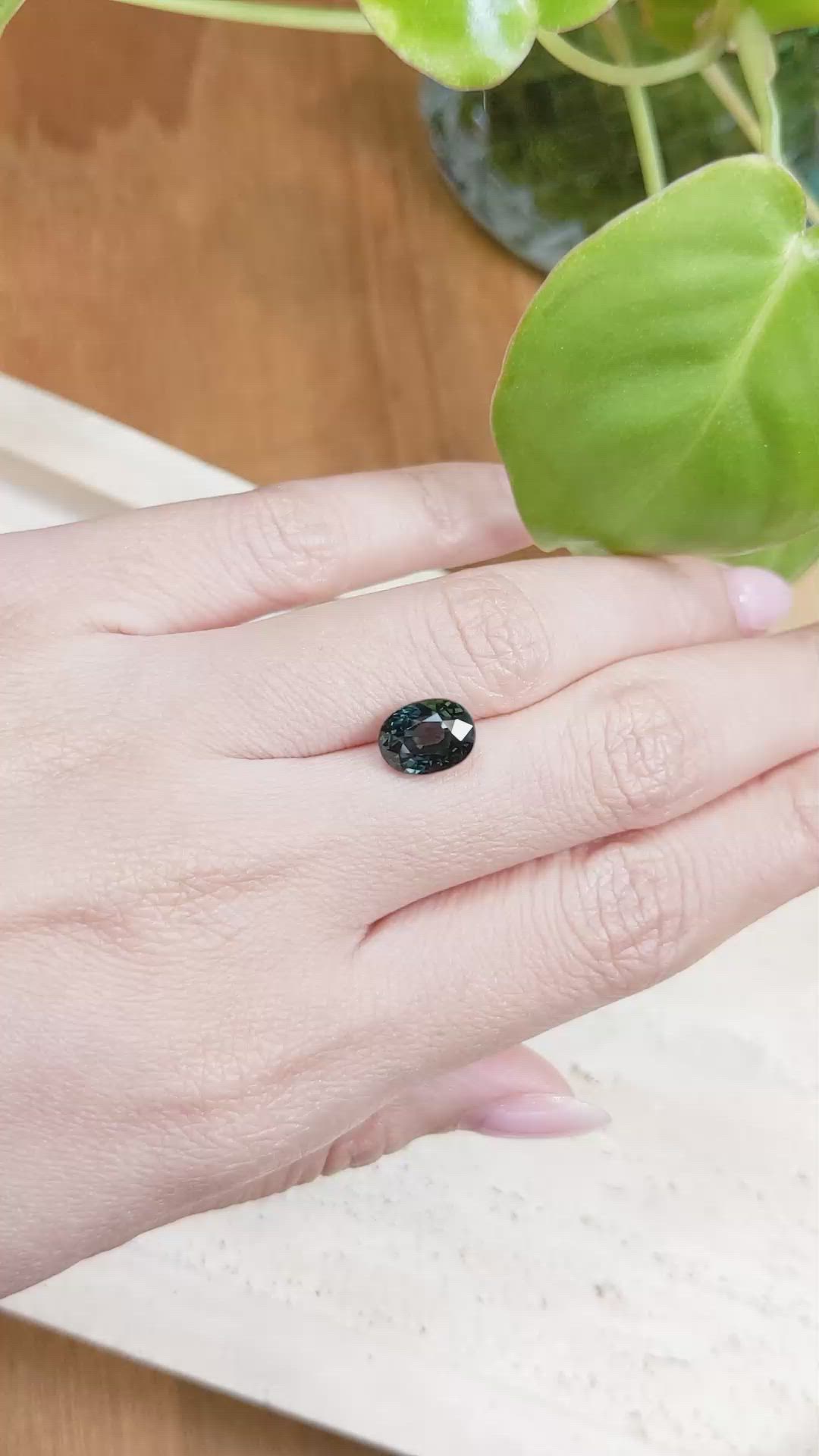 3.65 Ct. Bluish Green Sapphire from Ceylon (Sri Lanka) Size Video