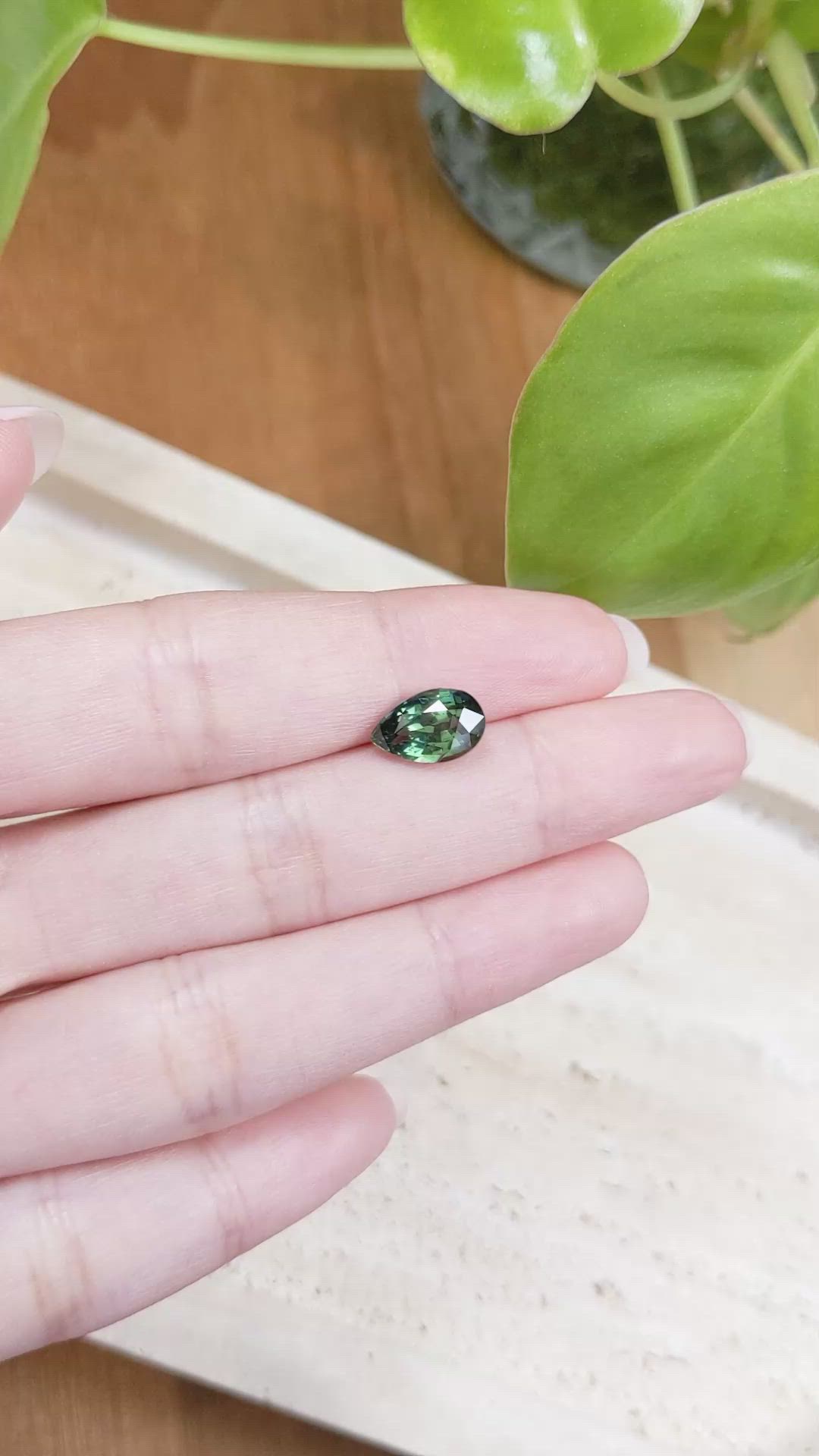 3.22 Ct. Bluish Green Sapphire from Ceylon (Sri Lanka) Size Video
