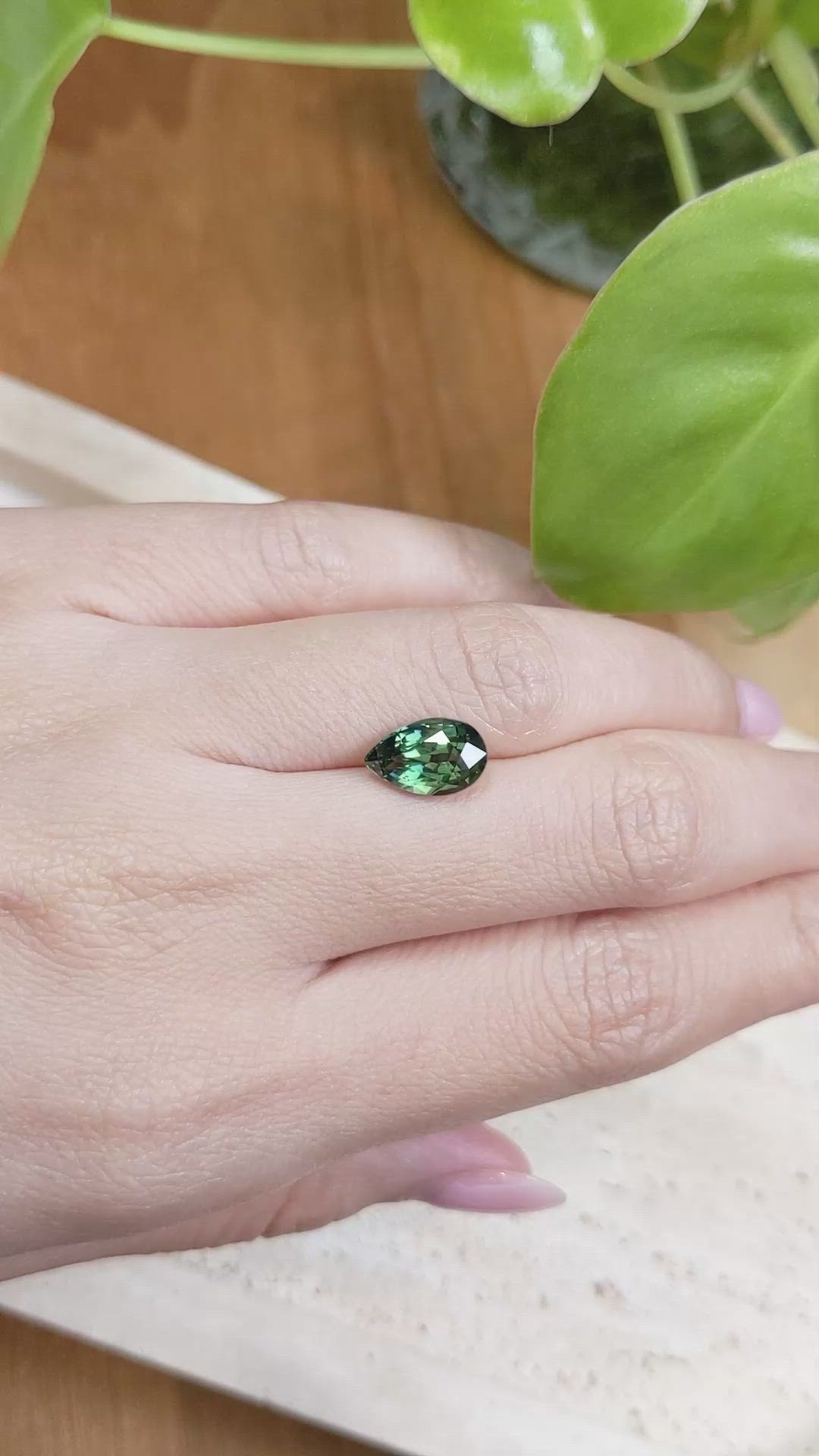3.22 Ct. Bluish Green Sapphire from Ceylon (Sri Lanka) Size Video