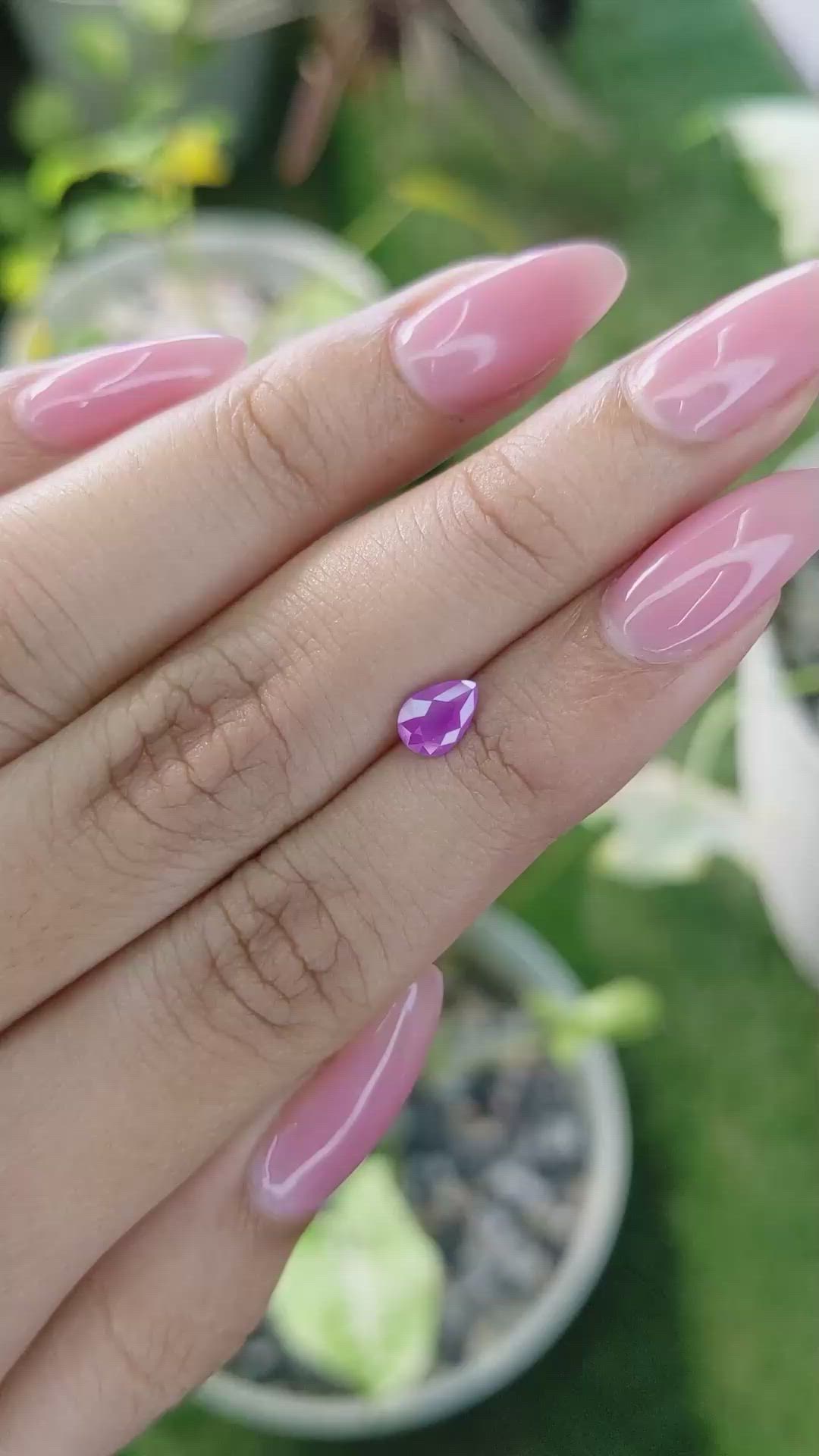 0.78 Ct. Pinkish Purple Sapphire from Ceylon (Sri Lanka) Size Video