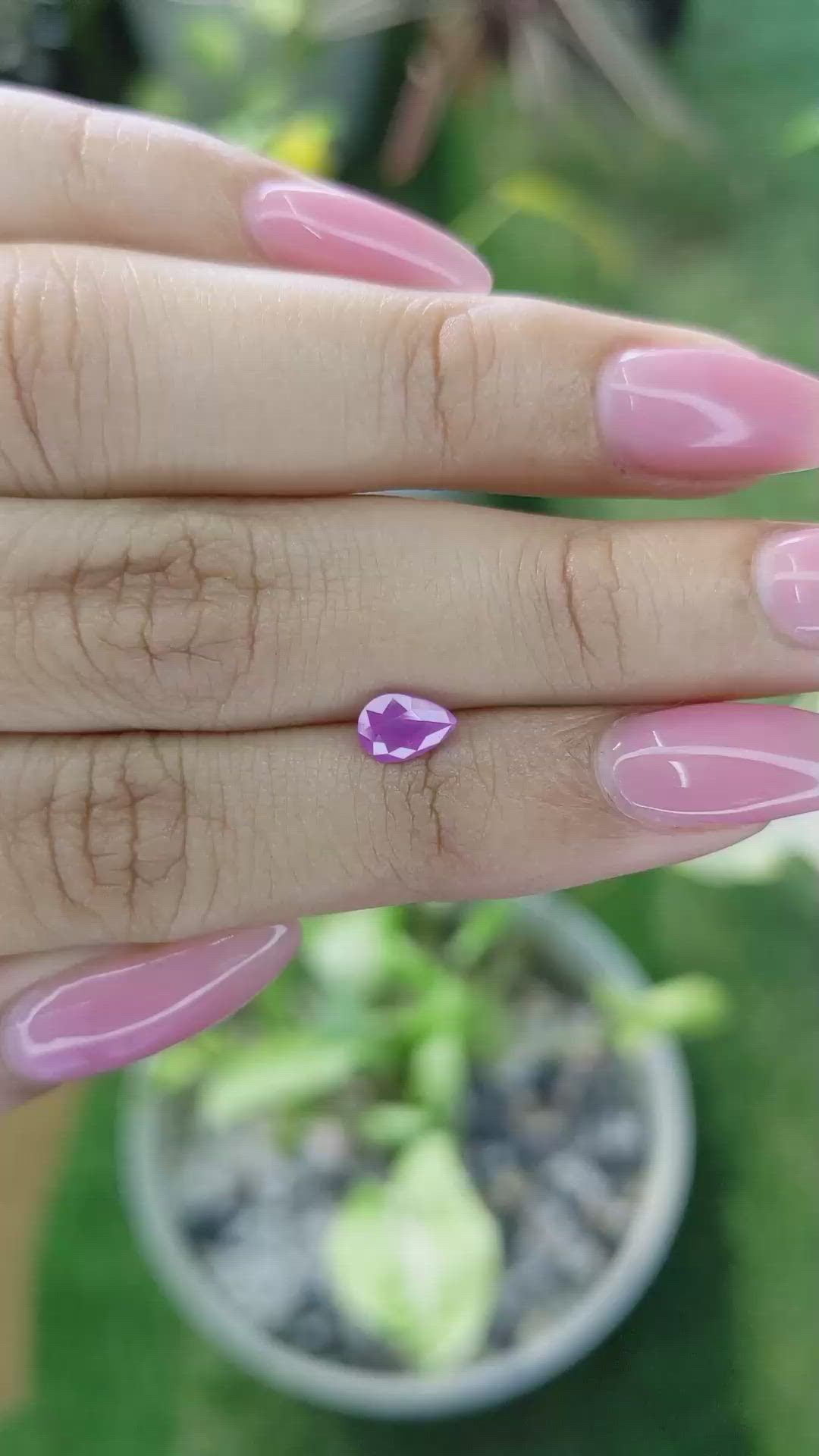 0.78 Ct. Pinkish Purple Sapphire from Ceylon (Sri Lanka) Size Video