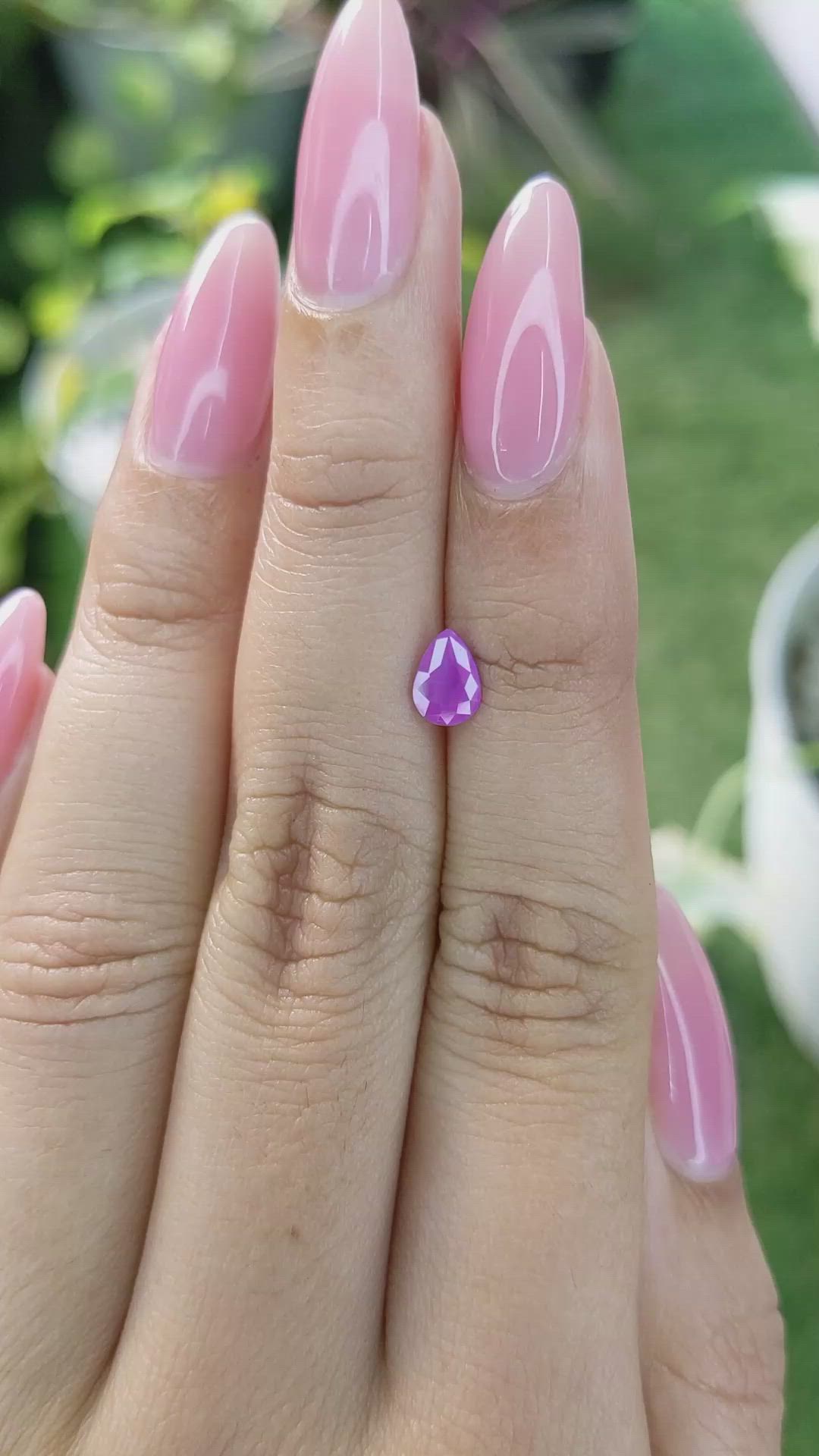 0.78 Ct. Pinkish Purple Sapphire from Ceylon (Sri Lanka) Size Video