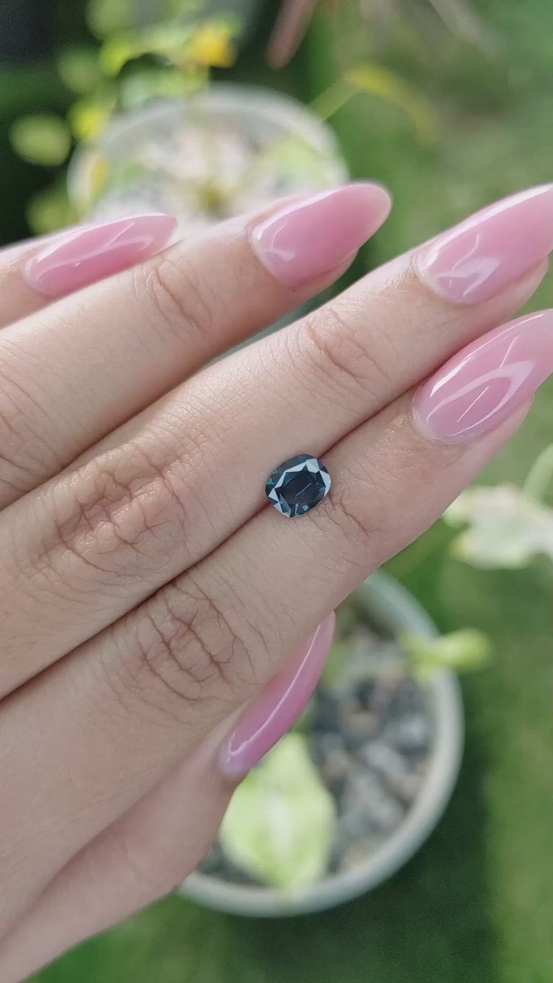 0.81 Ct. Greenish Blue Sapphire from Ceylon (Sri Lanka) Size Video