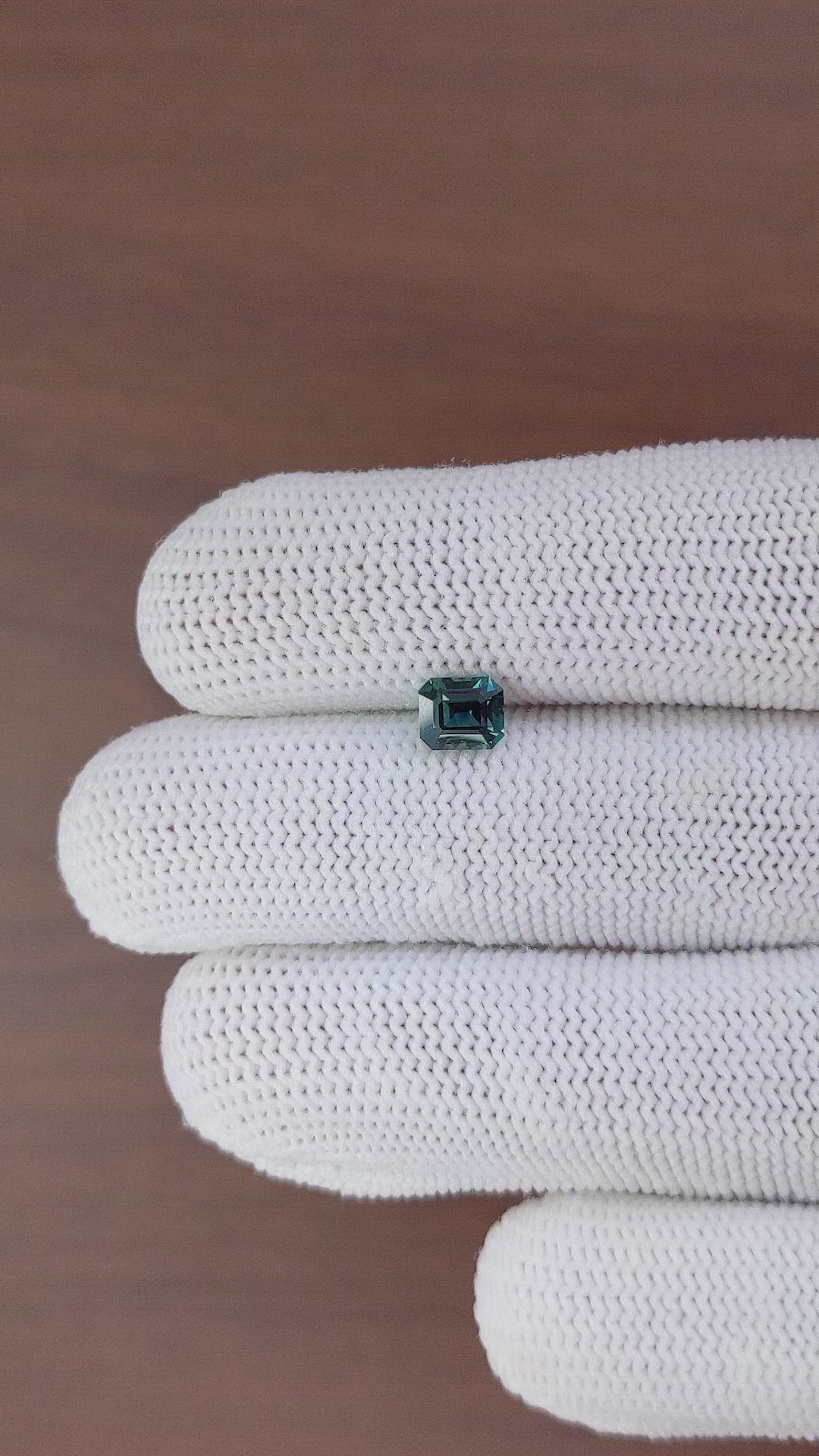 1.07 Ct. Bluish Green Sapphire from Madagascar Size Video