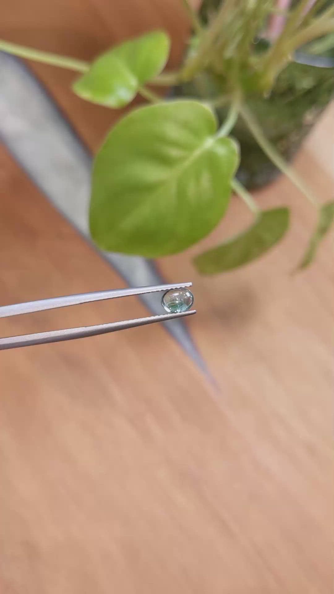0.80 Ct. Greenish Blue Cabochon Sapphire from Montana Size Video