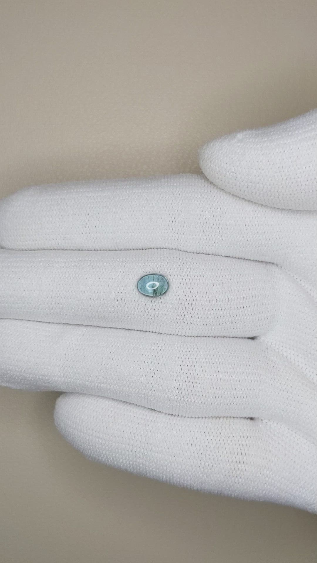 0.80 Ct. Greenish Blue Cabochon Sapphire from Montana Size Video