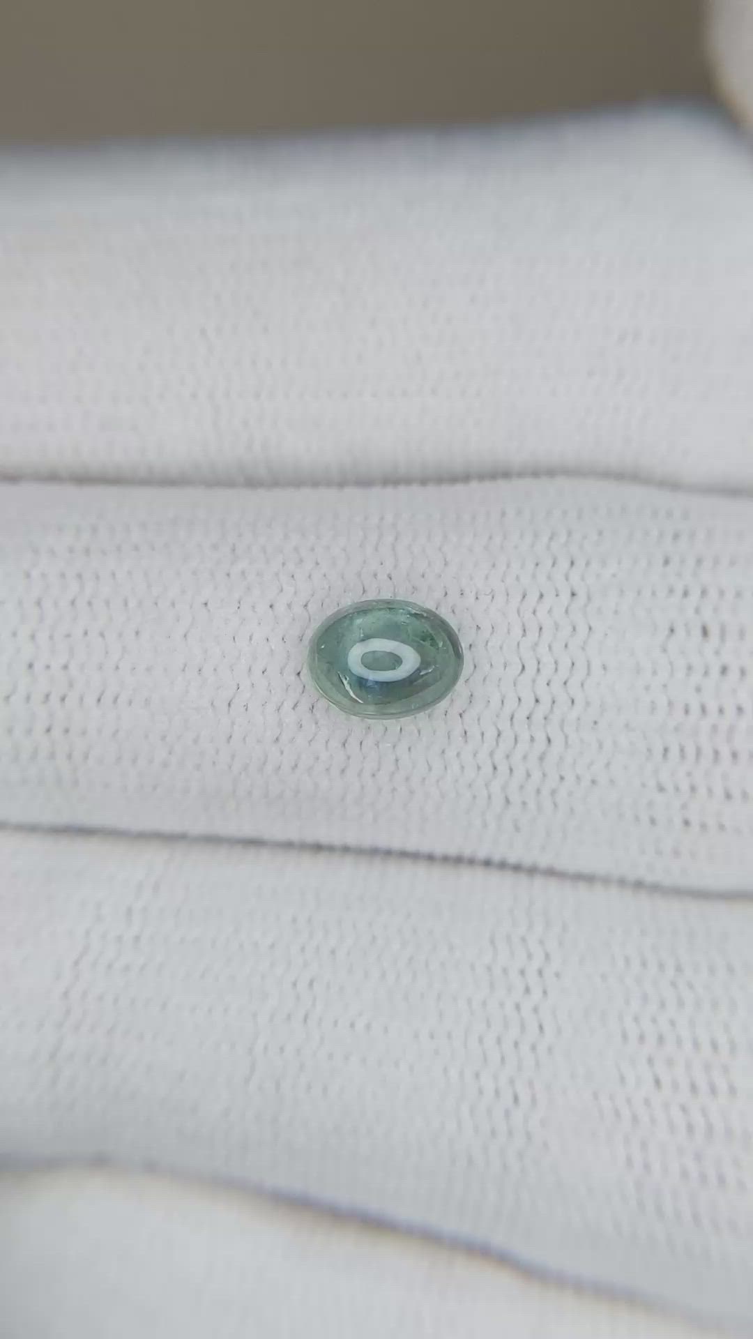 0.80 Ct. Bluish Green Cabochon Sapphire from Montana Size Video
