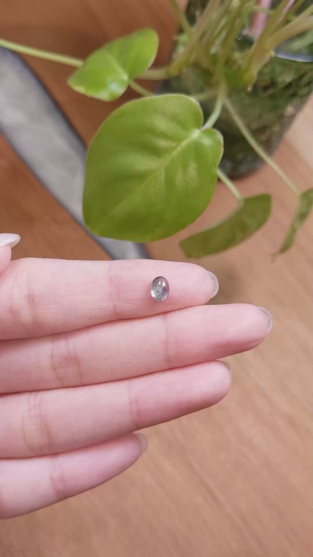 0.80 Ct. Bluish Green Cabochon Sapphire from Montana Size Video