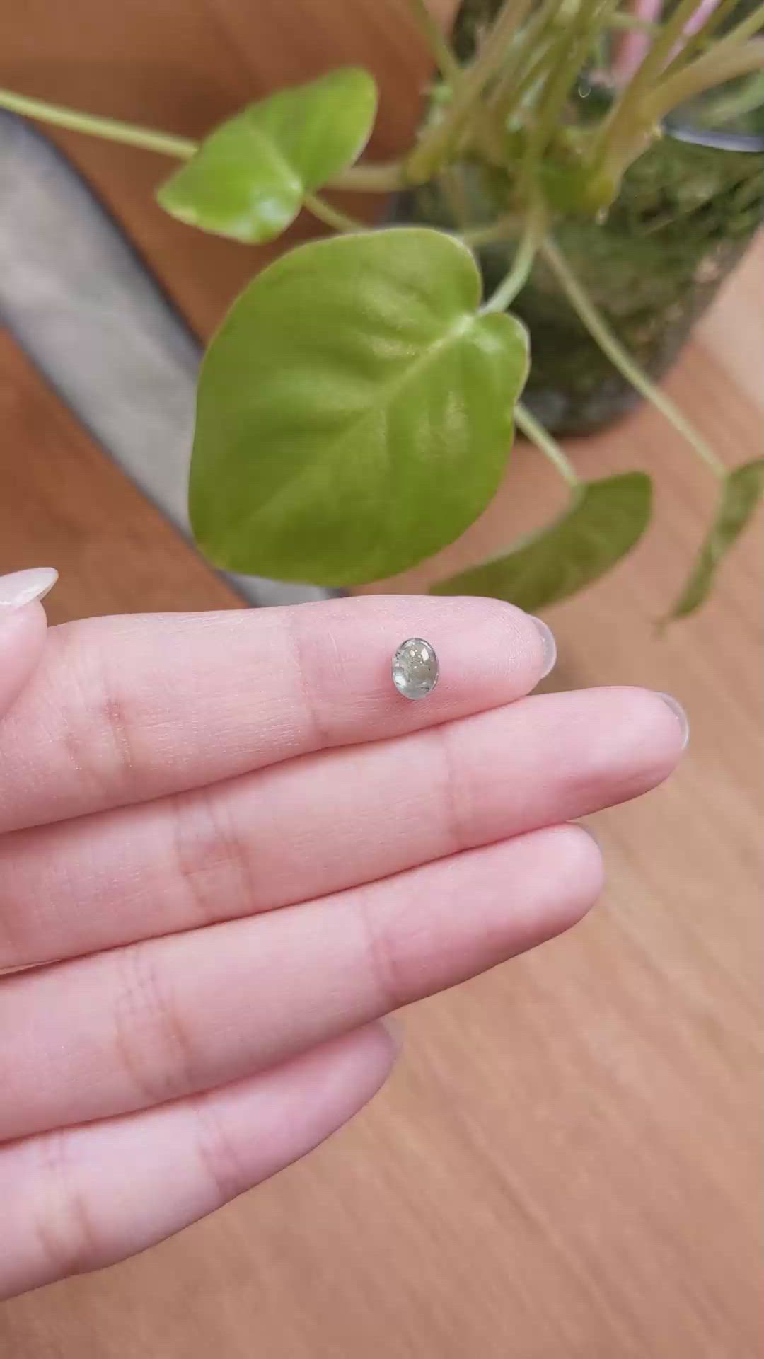 0.82 Ct. Bluish Green Cabochon Sapphire from Montana Size Video