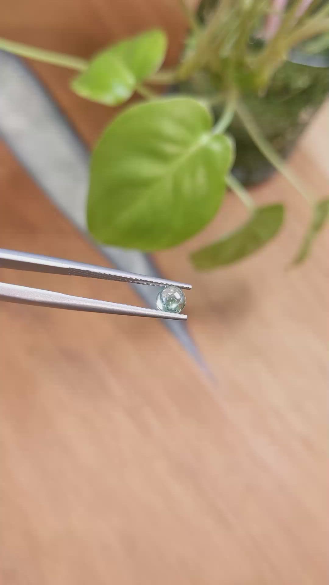 0.73 Ct. Bluish Green Cabochon Sapphire from Montana Size Video