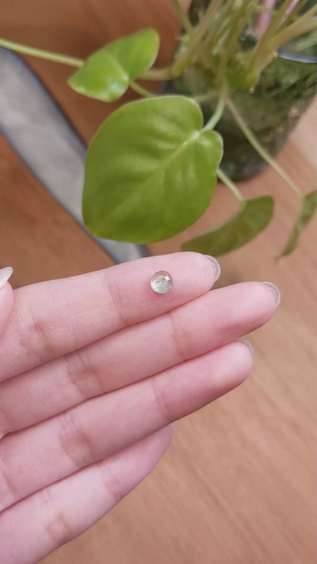 0.74 Ct. Yellowish Green Cabochon Sapphire from Montana Size Video