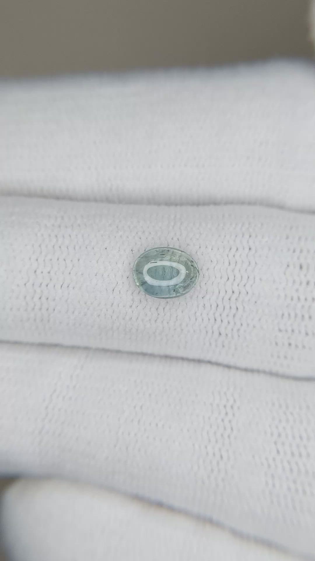 0.74 Ct. Greenish Blue Cabochon Sapphire from Montana Size Video