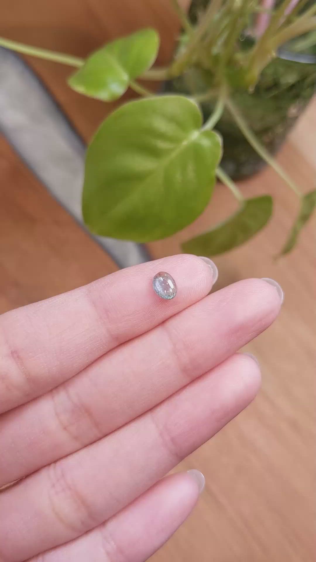 0.74 Ct. Greenish Blue Cabochon Sapphire from Montana Size Video