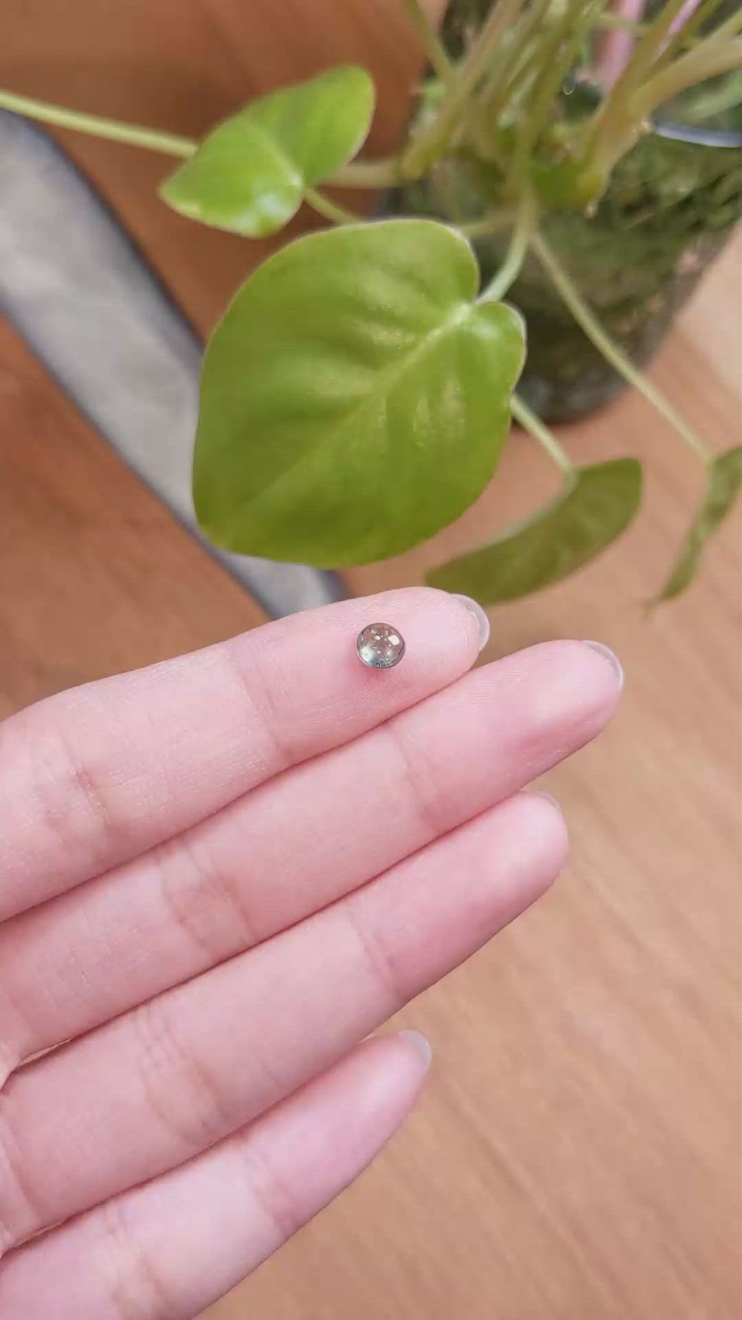 0.76 Ct. Bluish Green Cabochon Sapphire from Montana Size Video