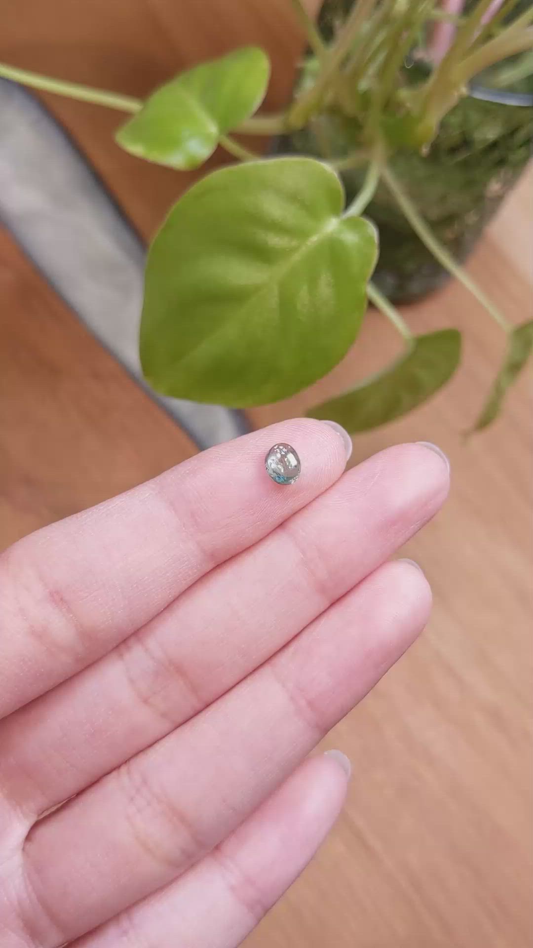 0.84 Ct. Bluish Green Cabochon Sapphire from Montana Size Video