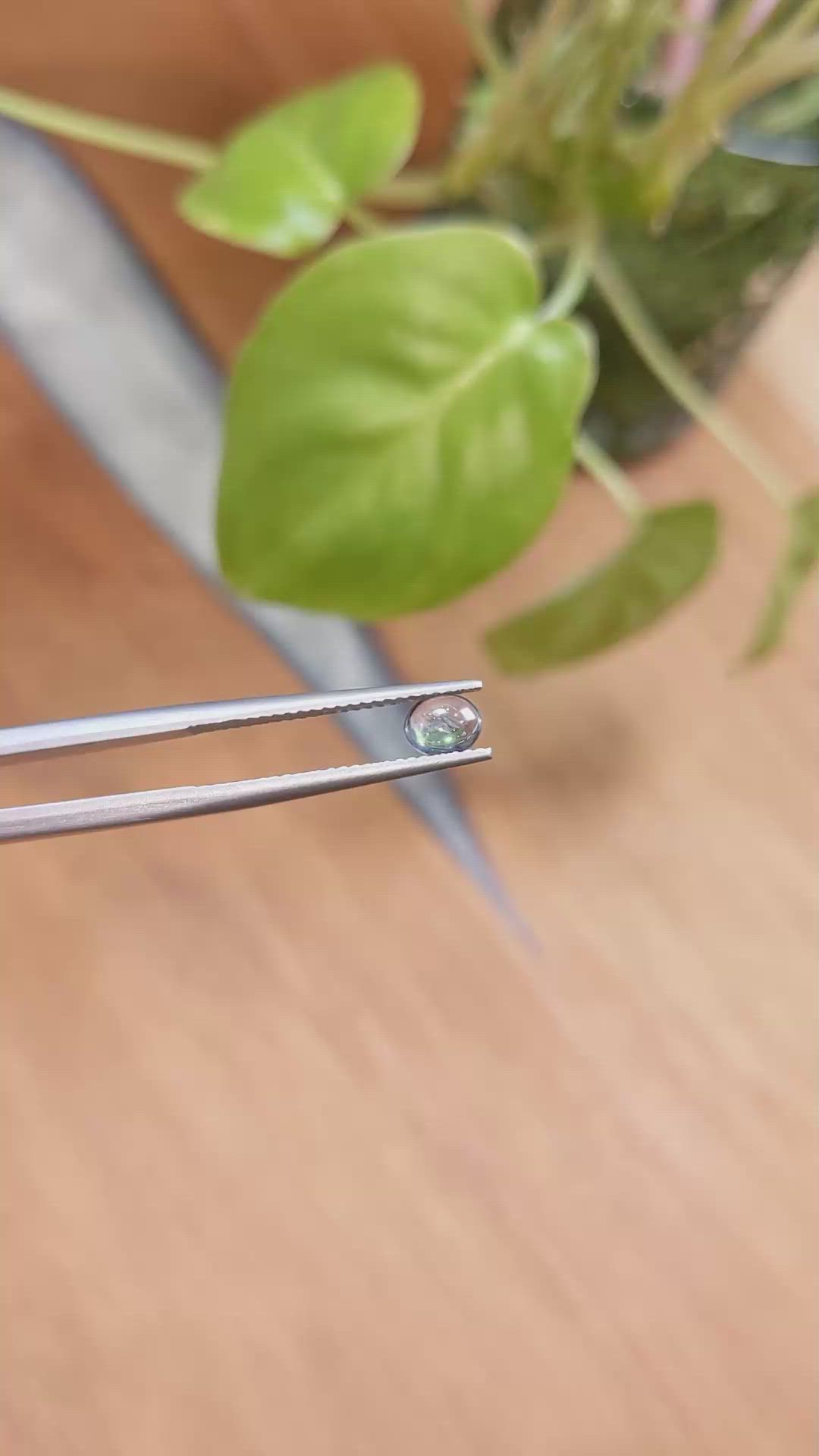 0.52 Ct. Greenish Blue Cabochon Sapphire from Montana Size Video