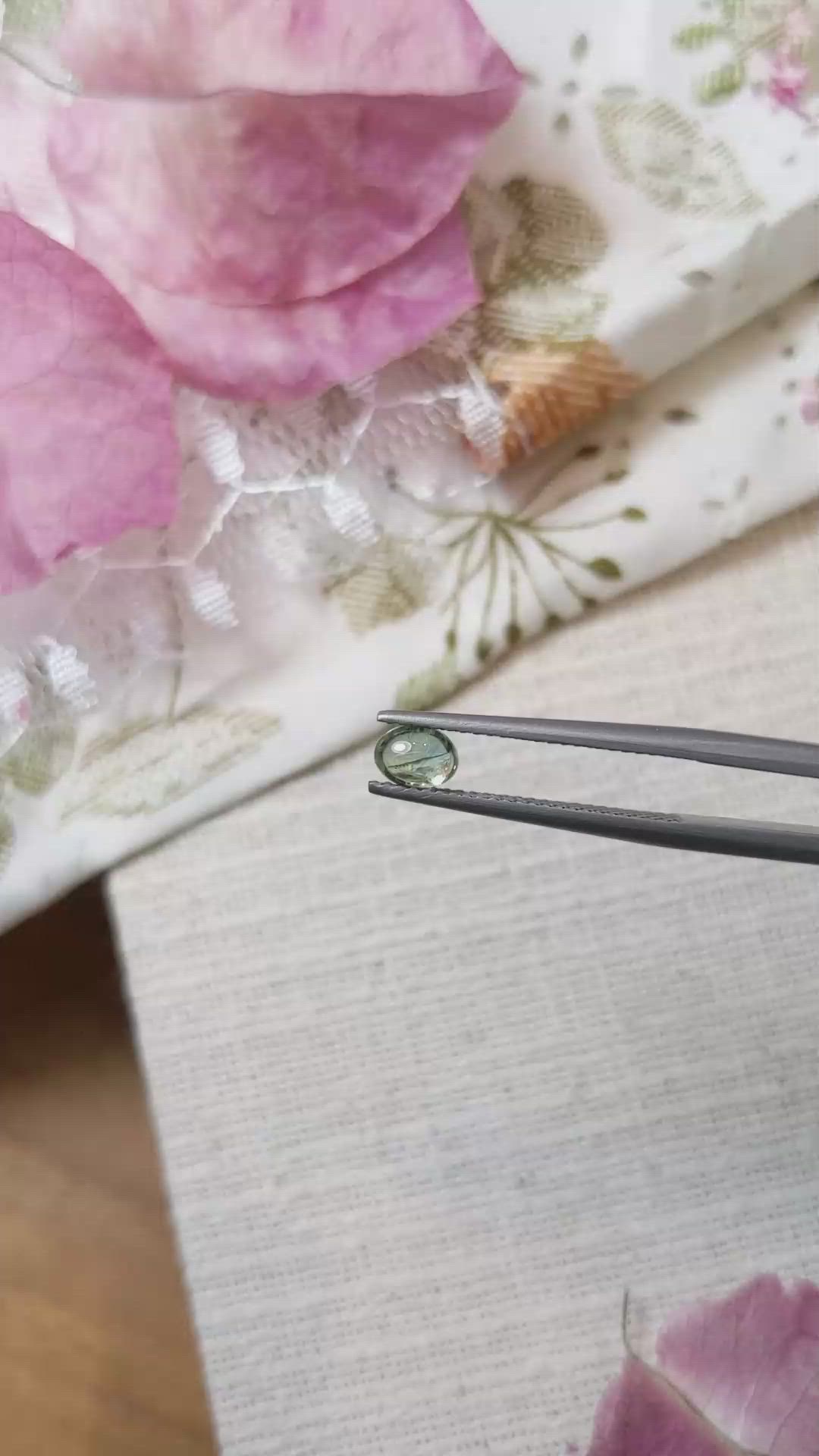 0.60 Ct. Yellowish Green Cabochon Sapphire from Montana Size Video