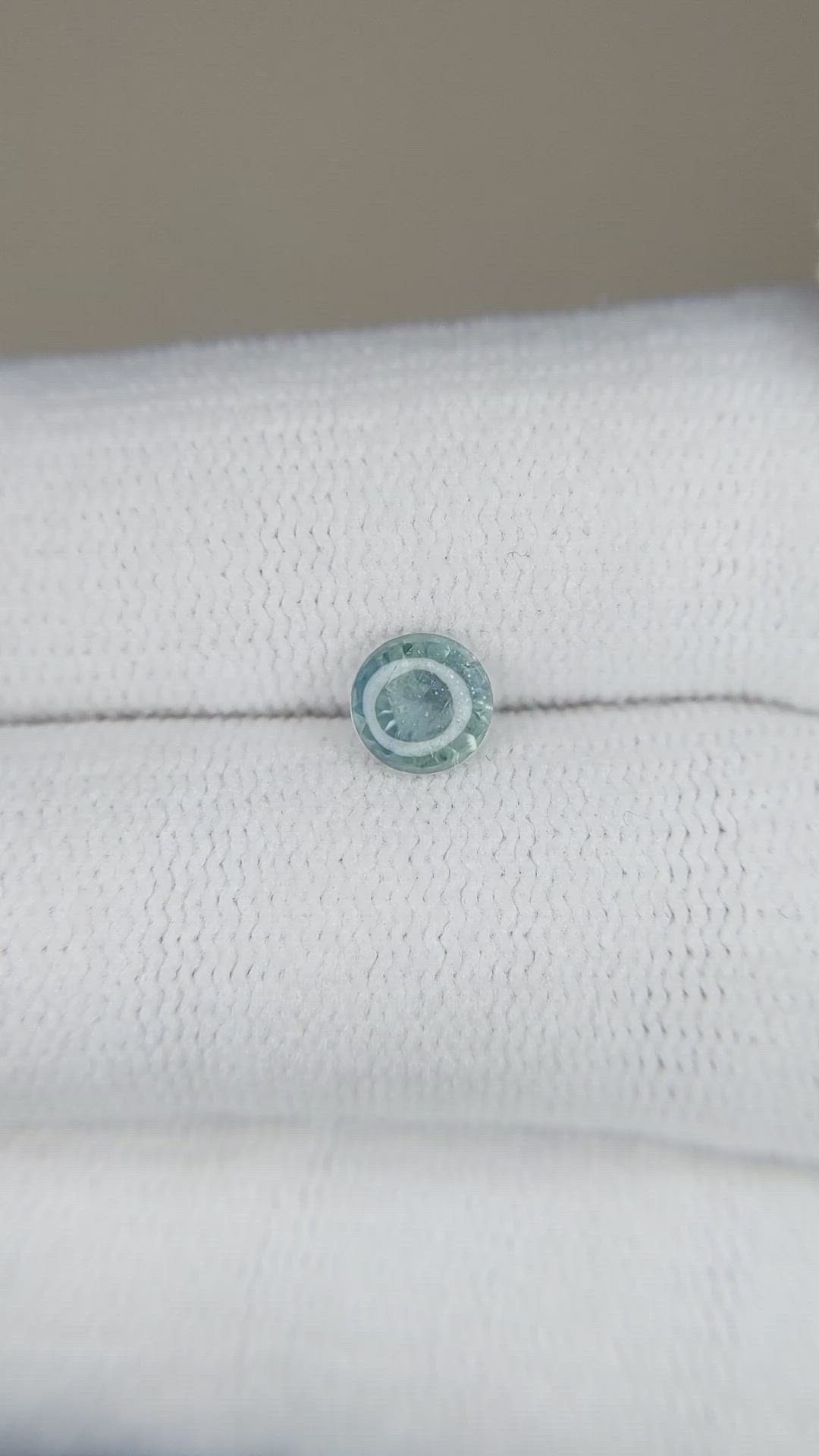 0.61 Ct. Bluish Green Cabochon Sapphire from Montana Size Video