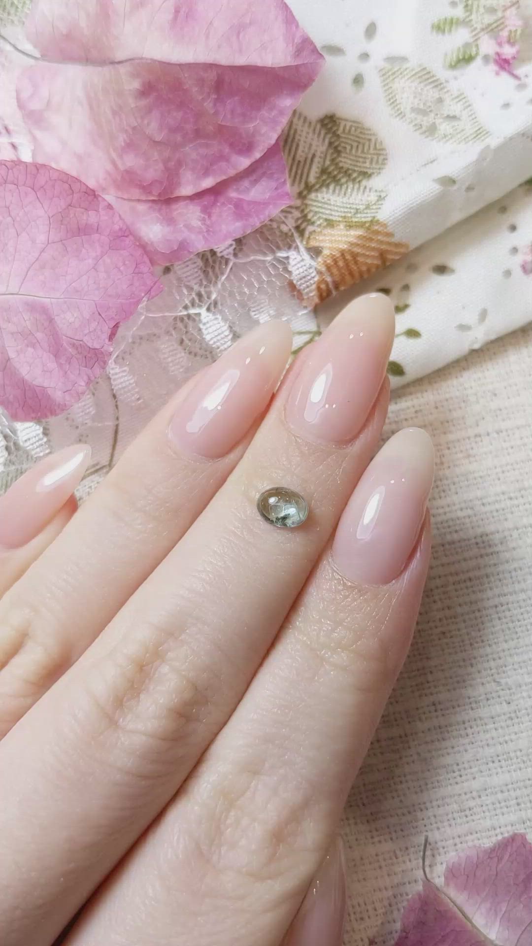 0.71 Ct. Bluish Green Cabochon Sapphire from Montana Size Video