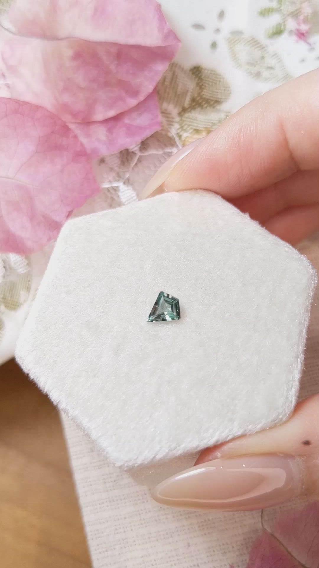 0.34 Ct. Bluish Green Sapphire from Montana Size Video