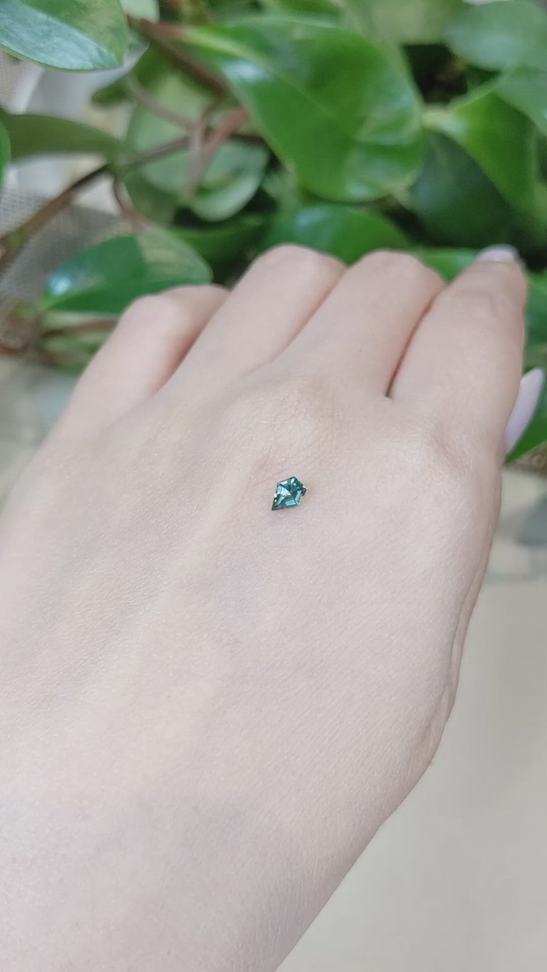 0.38 Ct. Bluish Green Sapphire from Montana Size Video