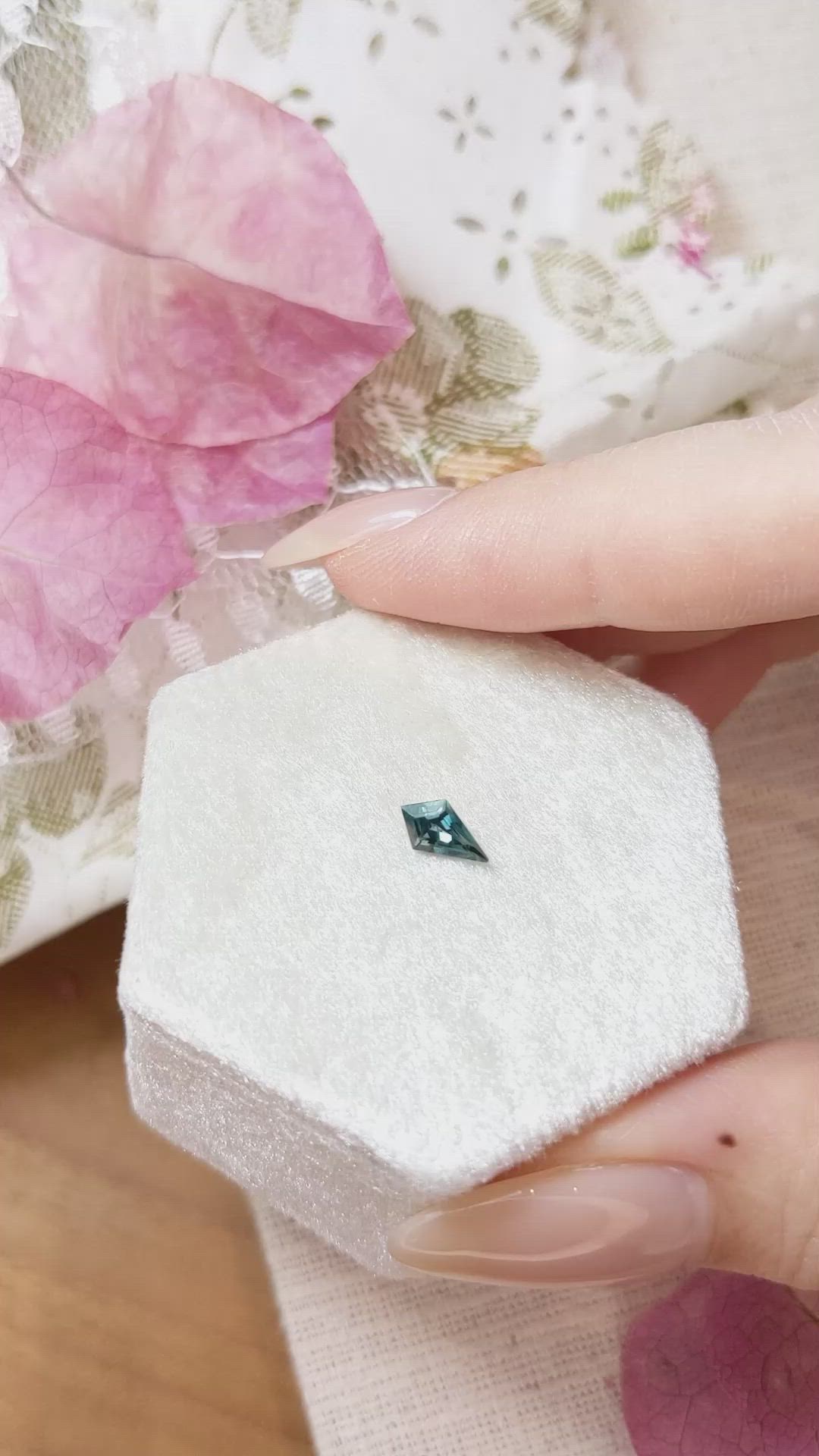 0.42 Ct. Bluish Green Sapphire from Montana Size Video