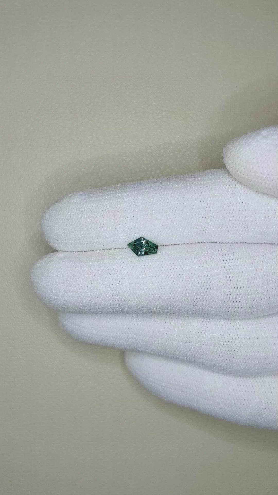 0.46 Ct. Bluish Green Sapphire from Montana Size Video