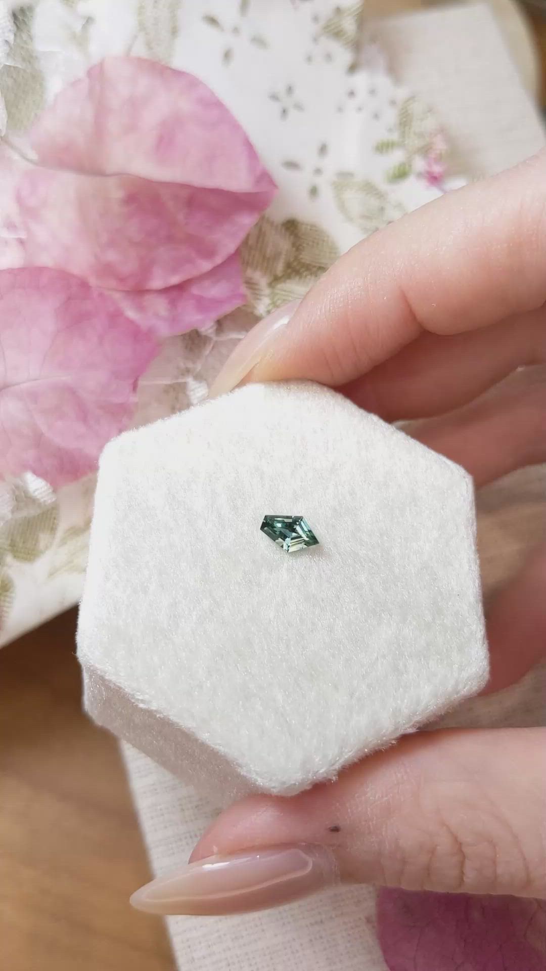 0.46 Ct. Bluish Green Sapphire from Montana Size Video